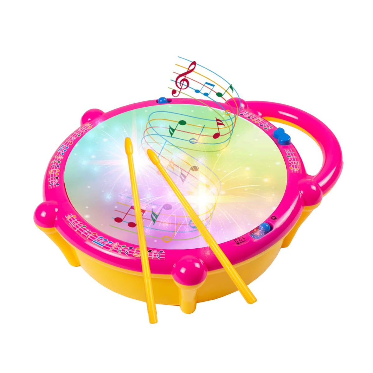 Drumzy: Interactive Musical Flash Drum Toy with 3D Colourful LED Lights, Drum Sounds, Music & Rhythm Play for Kids