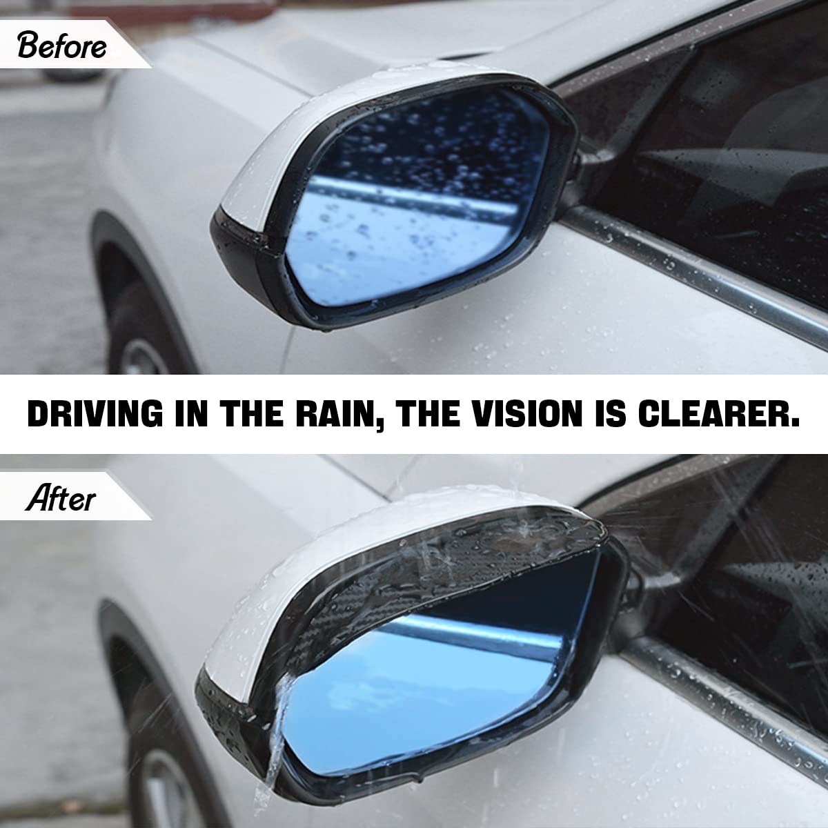 Shadow: Waterproof Car Side Mirror Rain Visor Guards for Better Driving Visibility, Universal Mirror Eyebrow Protectors for Cars & SUVs