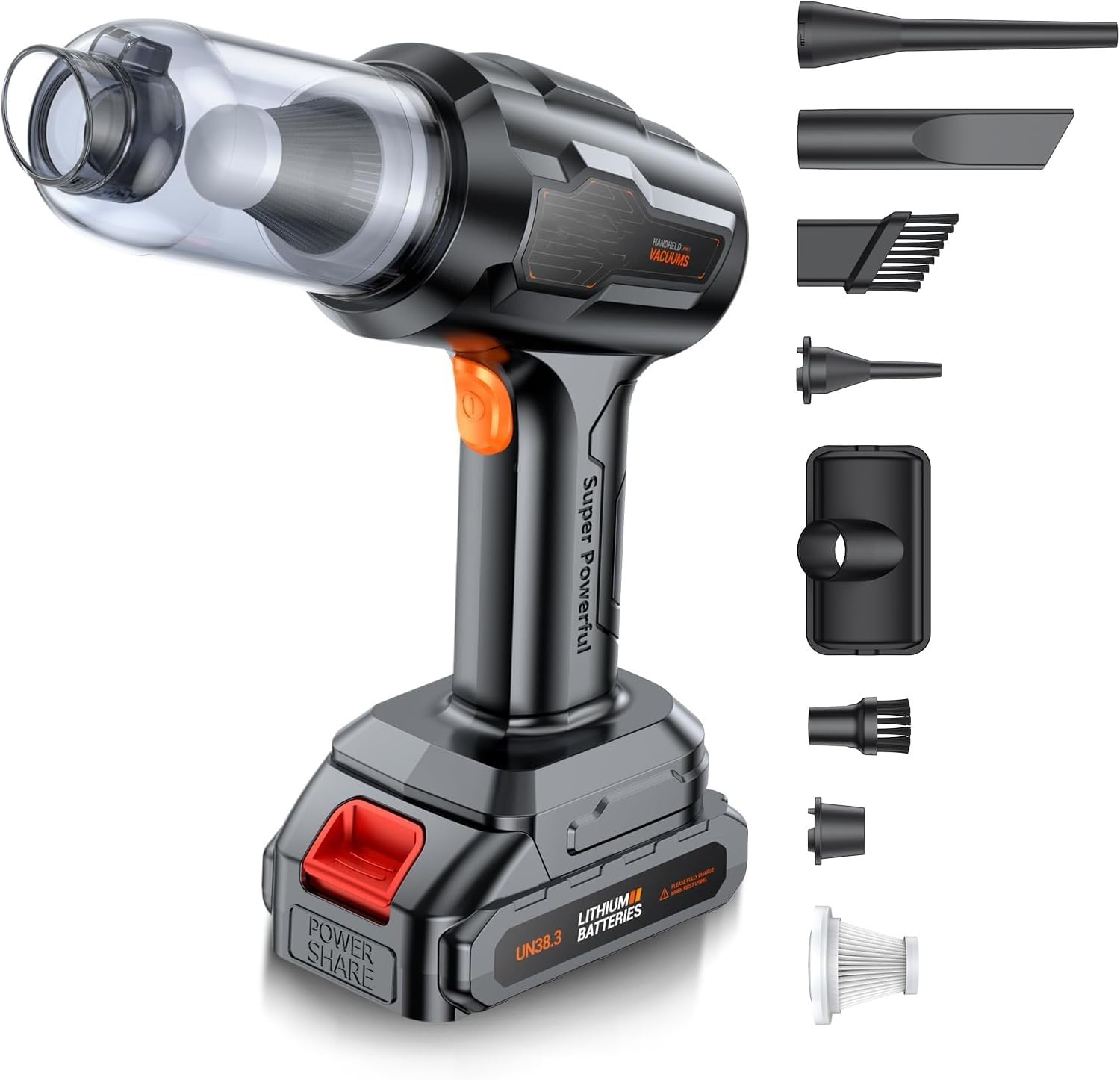 TurboVac: Super Powerful Cordless Vacuum Cleaner with 21,000Pa Suction, Detachable Battery & Multi-Nozzle Attachments