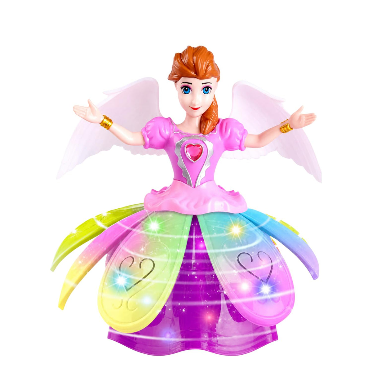 Angel: Musical Rotating Angel Girl Toy with Automatic Dancing Action, Colourful Flashing LED Lights & Music, Moving Doll Toy for Kids