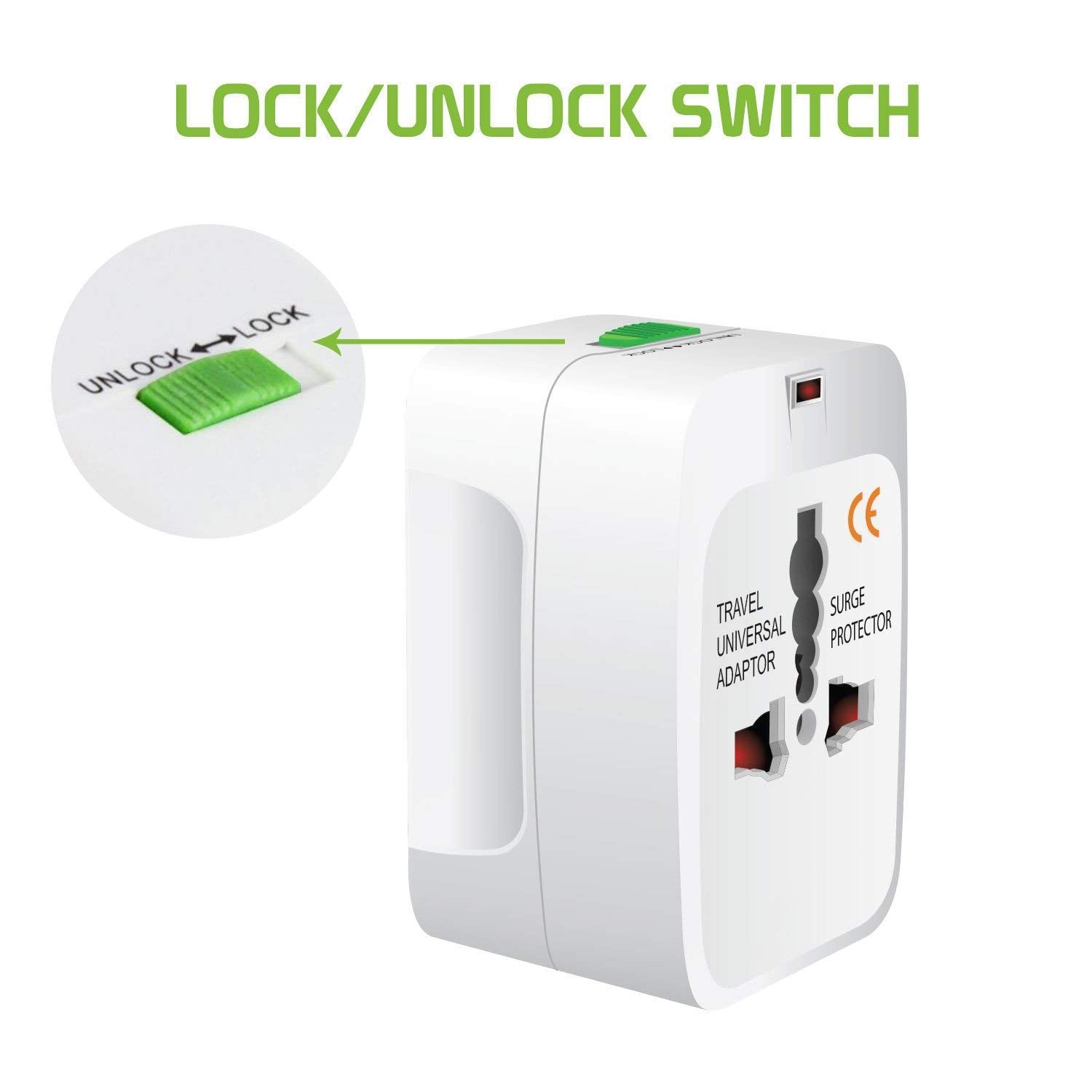 PluGo: Universal Travel Adapter with USB, All-in-One International Plug Adapter for Charging & Appliances Compact Worldwide Adapter for Travel