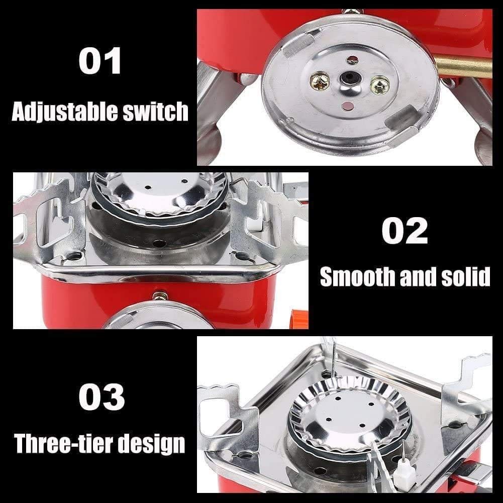 FlameX: Portable & Foldable Windproof Butane Camping Stove with High Heat Output for Outdoor Cooking, Hiking & Adventures