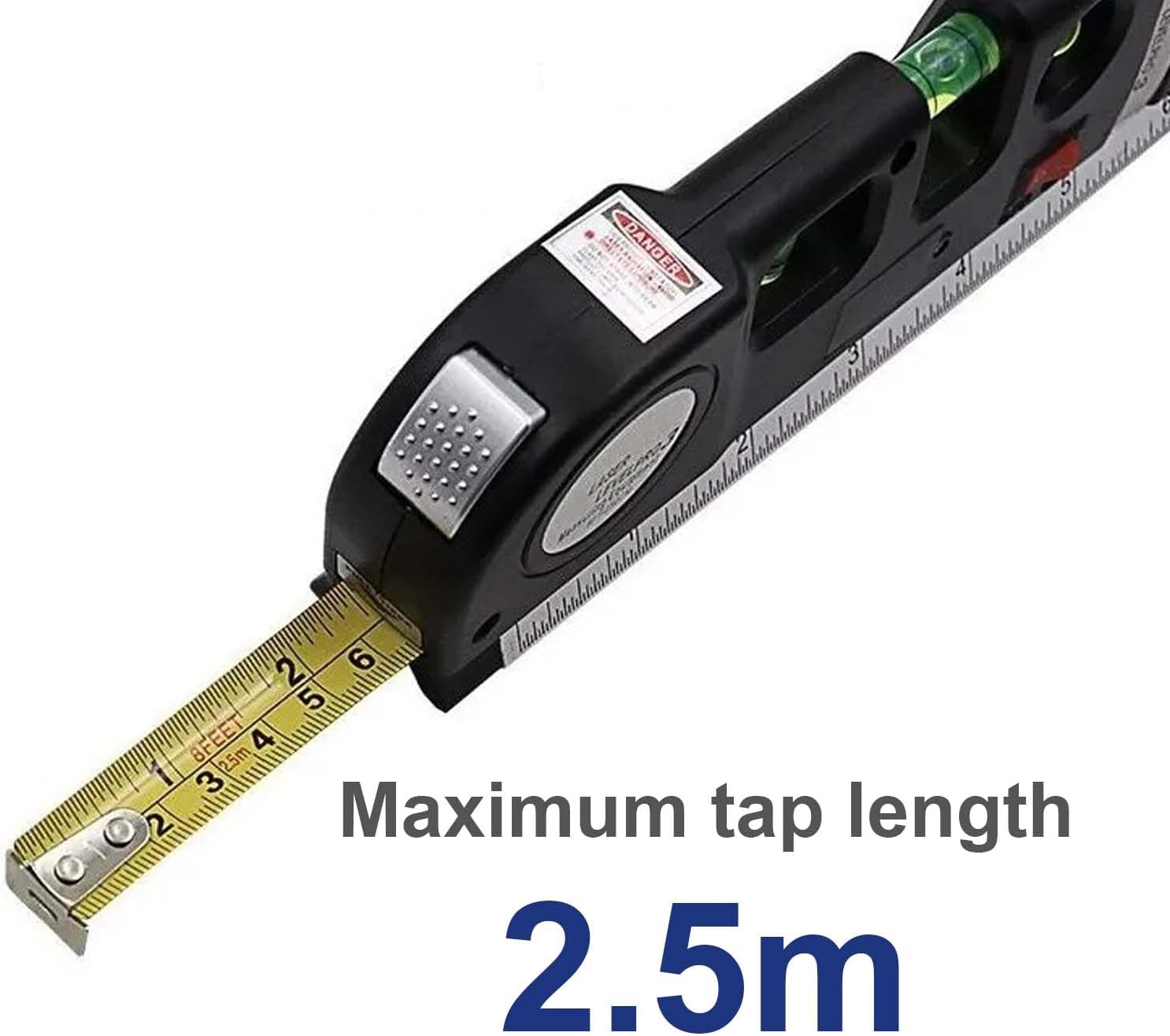 Metrix: 4-in-1 Multipurpose Laser Spirit Level with 8ft Measuring Tape, Built-in Bubble Level, Metric & Imperial Ruler for Picture Hanging & DIY Projects