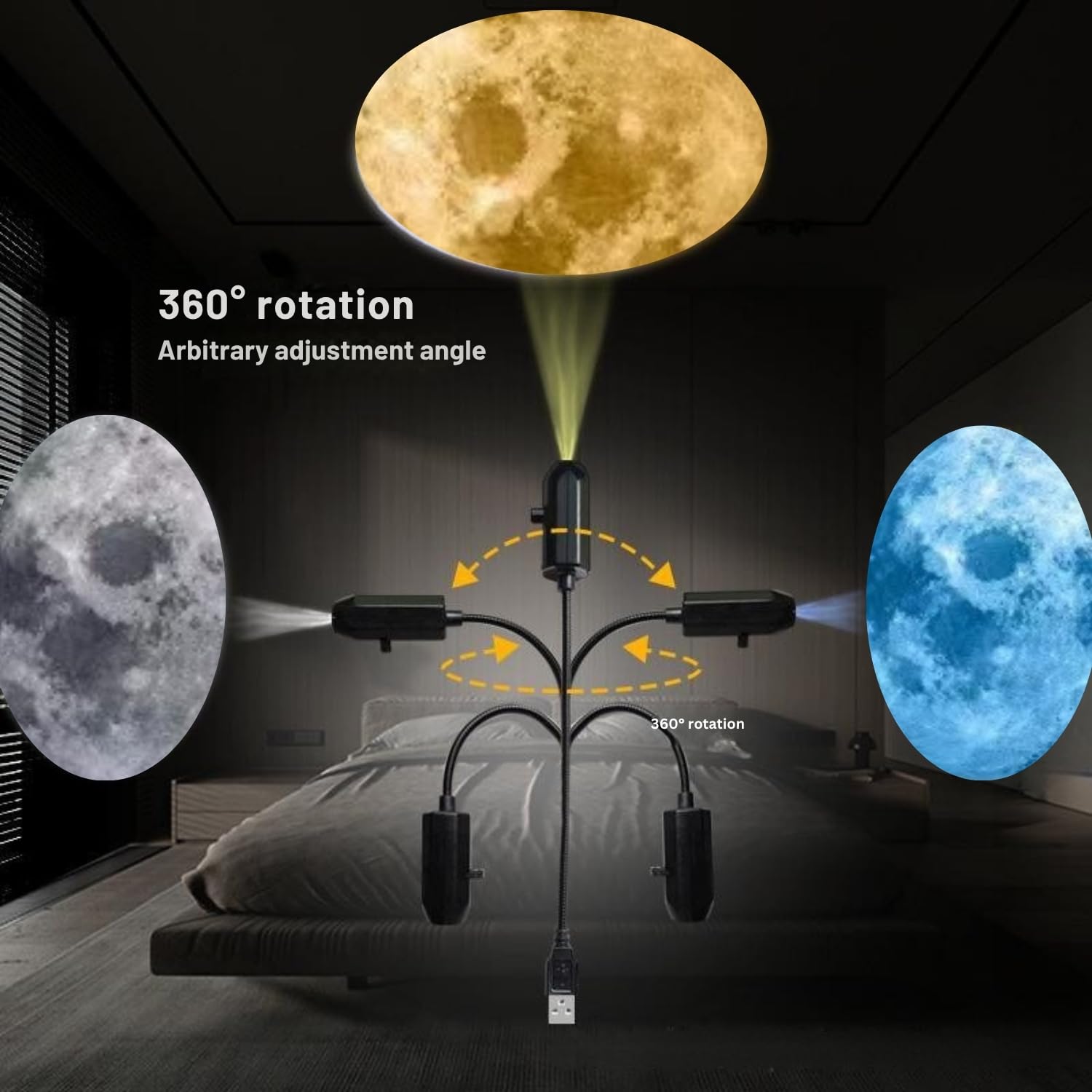 Cosma: Wireless LED Star Projector with Rotating Galaxy Light, 3 Projection Discs & USB Power for Ambient Room Decor