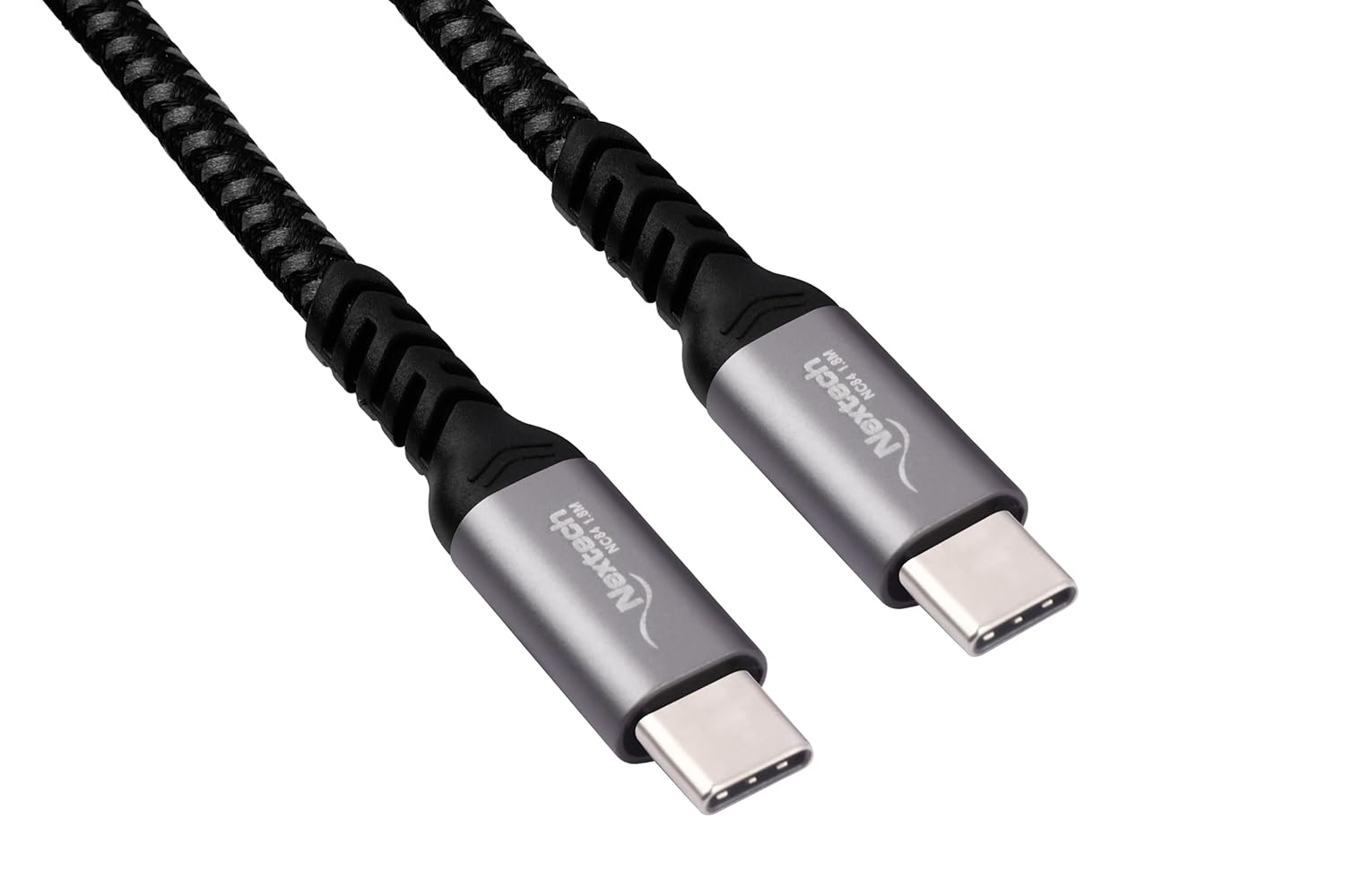 Nextech USB Type C to Type C 100W, Gen 2, 10gbps Braided Fast Sync & Charge Video Cable Compatiable with Laptops & Smartphones (1.8M)