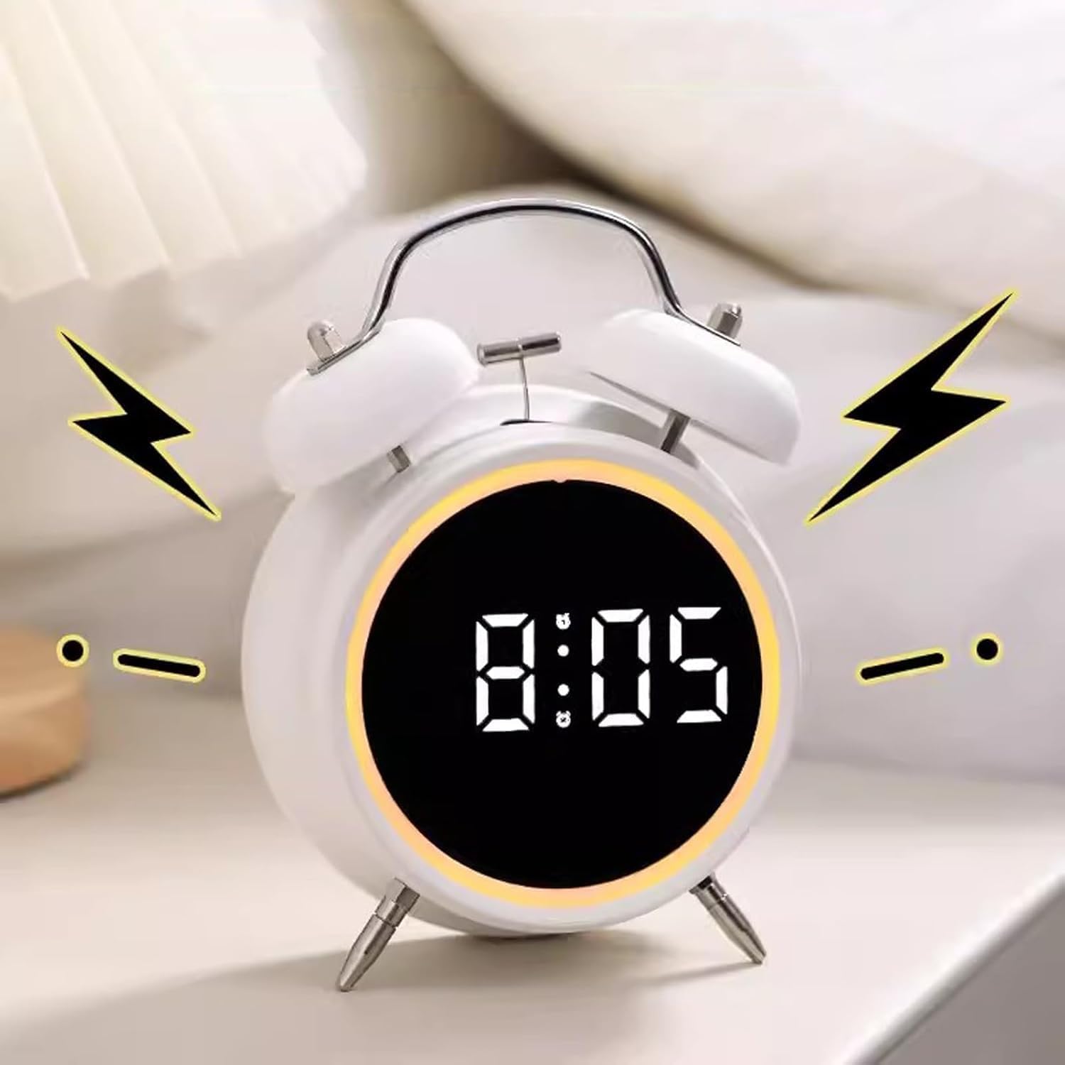 Wakee: Retro LED Alarm Clock with Twin Bells – Extra Loud Battery-Powered Clock for Heavy Sleepers, Stylish Wake-Ups & Desk or Bedroom Decor