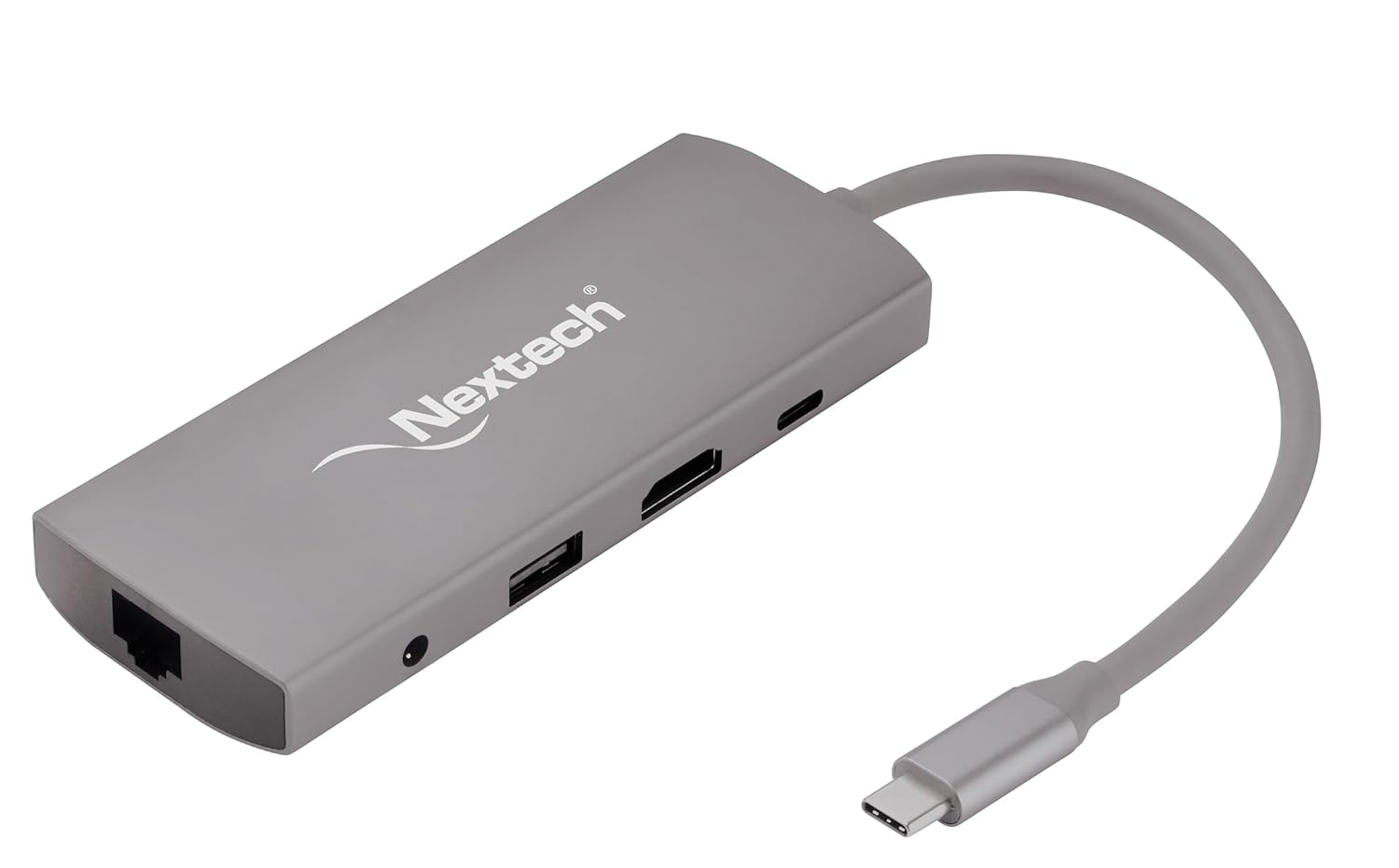Nextech 9-in-1 USB-C Hub Docking Station – Type-C Adapter with 4K HDMI, Gigabit LAN, PD 100W Charging, USB 3.0 Ports, SD/TF Card Reader, Audio Jack – Compatible with MacBook, Windows – Space Grey