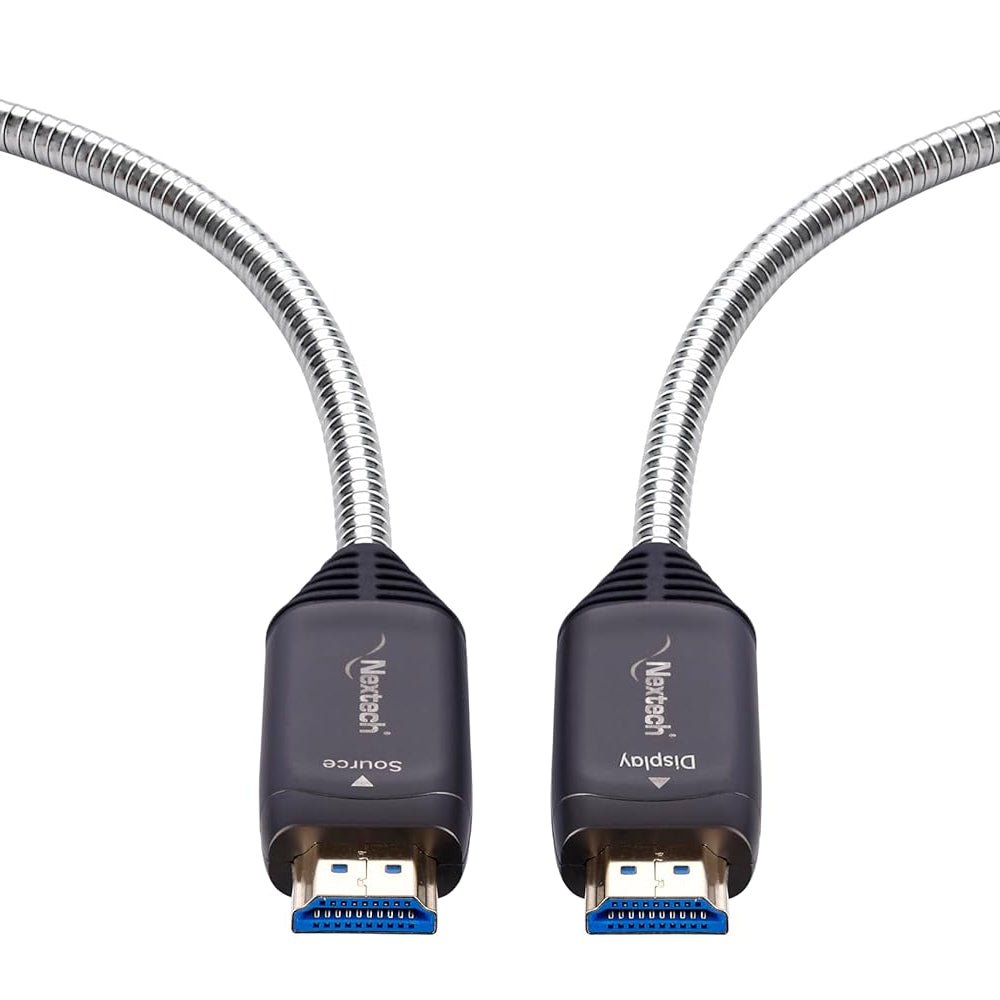 Nextech 20M HDMI AOC Cable – 4K@60Hz Active Optical Fibre, Armoured Heavy-Duty Build, EMI/RFI Shielded, Long-Distance High-Speed HDMI Cable for TV, Projector, Gaming & AV Installations