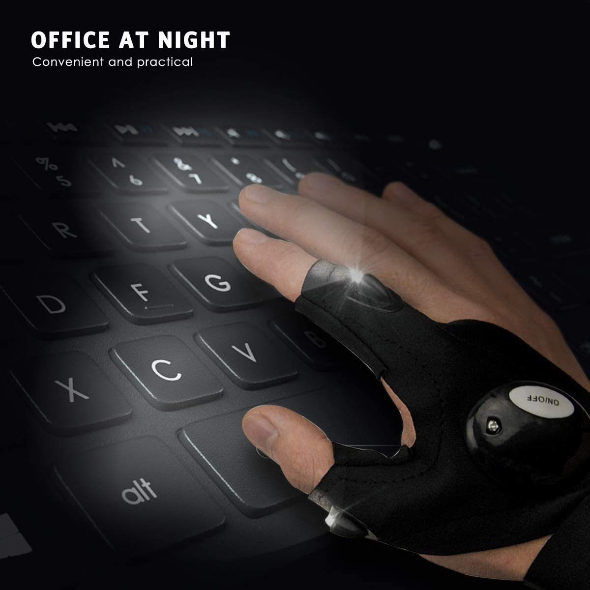 Handy: LED Flashlight Gloves with Fingerless Design for DIY Repairs, Hunting, Hiking & Outdoor Adventures