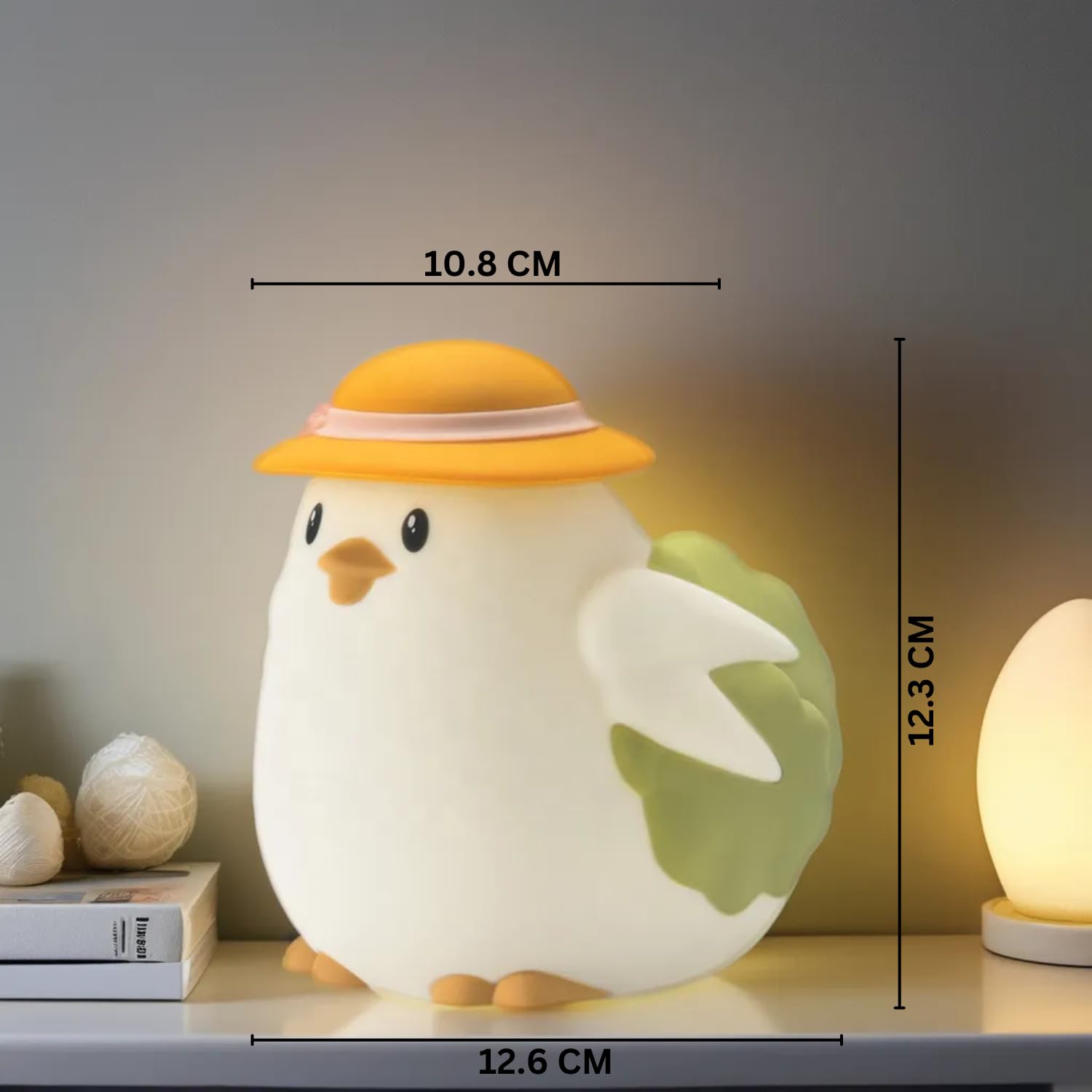 Chicklet: Cute Silicone Chicken & Lettuce RGB LED Night Lamp – Soft & Squishy Touch Light for Kids’ Bedroom, Nursery & Gifts