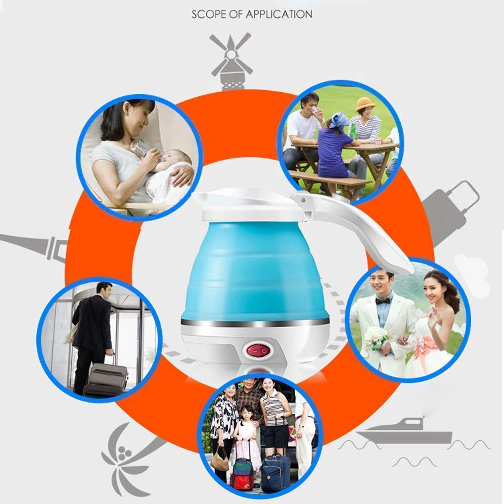 FlexiKettle: Foldable Electric Silicone Kettle with Fast Boiling, 600ml Capacity & Boil-Dry Protection for Travel & Home Use