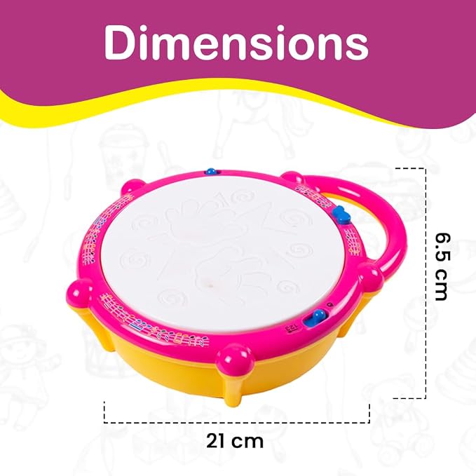 Drumzy: Interactive Musical Flash Drum Toy with 3D Colourful LED Lights, Drum Sounds, Music & Rhythm Play for Kids