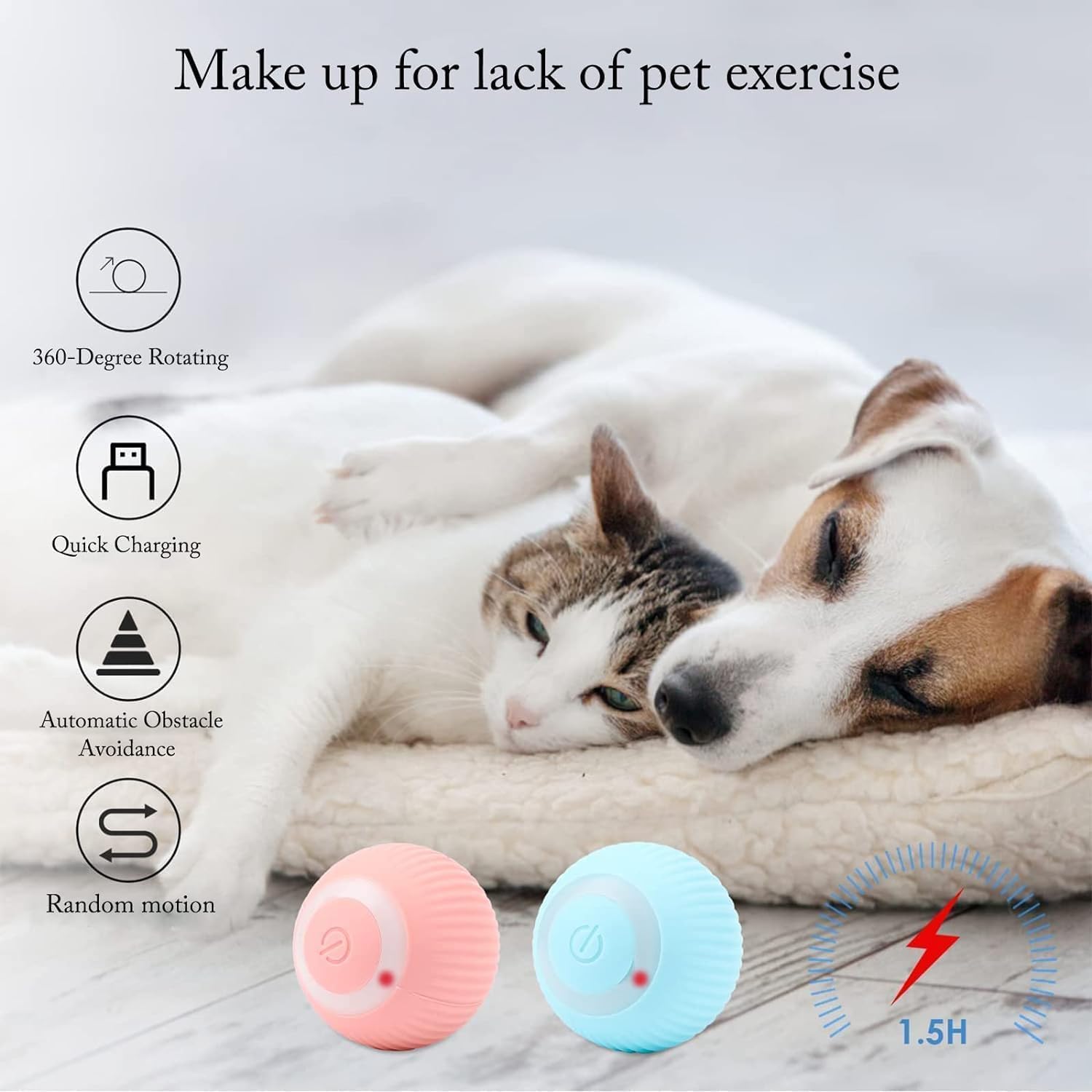Pounce: Interactive LED Cat Toy Ball with 360° Rotating Motion, Smart Obstacle Avoidance & Rechargeable Design