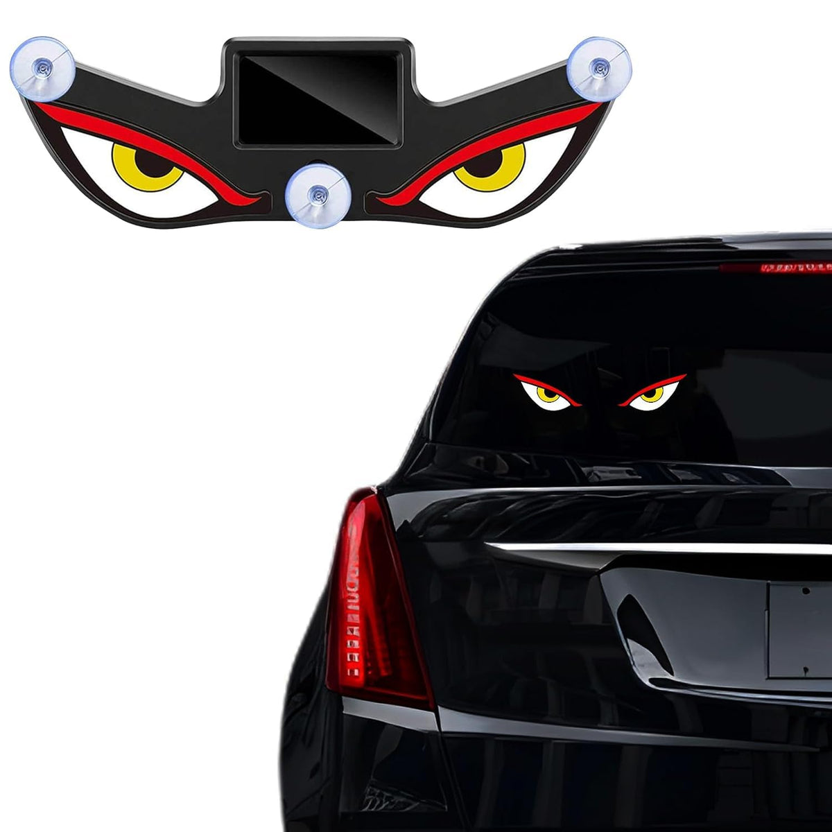 EvilEye: Solar-Powered Devil Eye LED Car Window Light with Wireless Triangle Design, Energy-Efficient Night Glow & Automotive Window Decoration