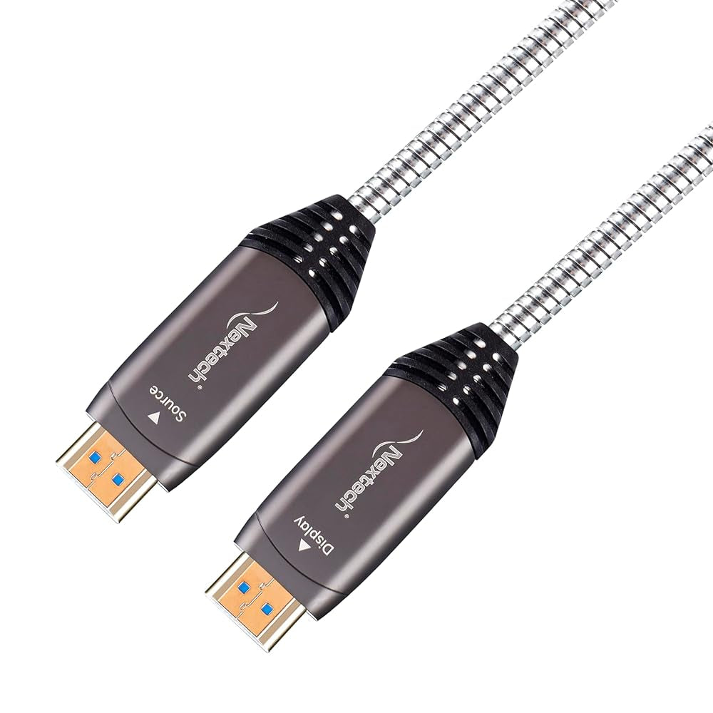 Nextech 20M HDMI AOC Cable – 4K@60Hz Active Optical Fibre, Armoured Heavy-Duty Build, EMI/RFI Shielded, Long-Distance High-Speed HDMI Cable for TV, Projector, Gaming & AV Installations