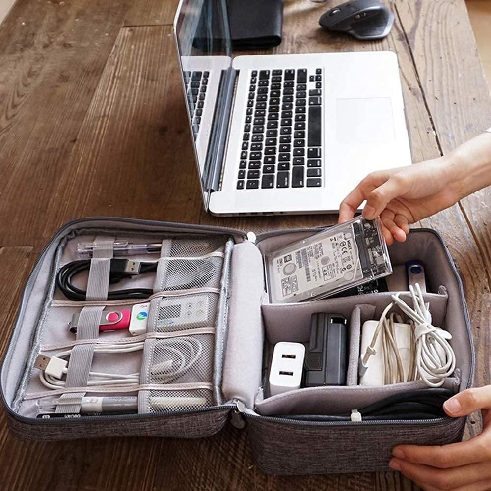 TechMate: Universal Gadget Organizer Bag with Dual-Layer Storage for Cables, Hard Drives & Travel Tech Essentials