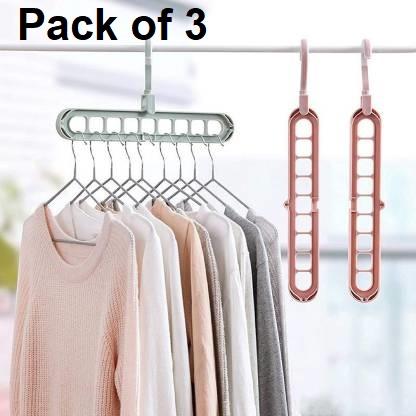 Hangaroo: 3-Pack Space-Saving Folding Hangers with 360° Swivel Hook & 9-Hole Anti-Skid Design for Closet Organization