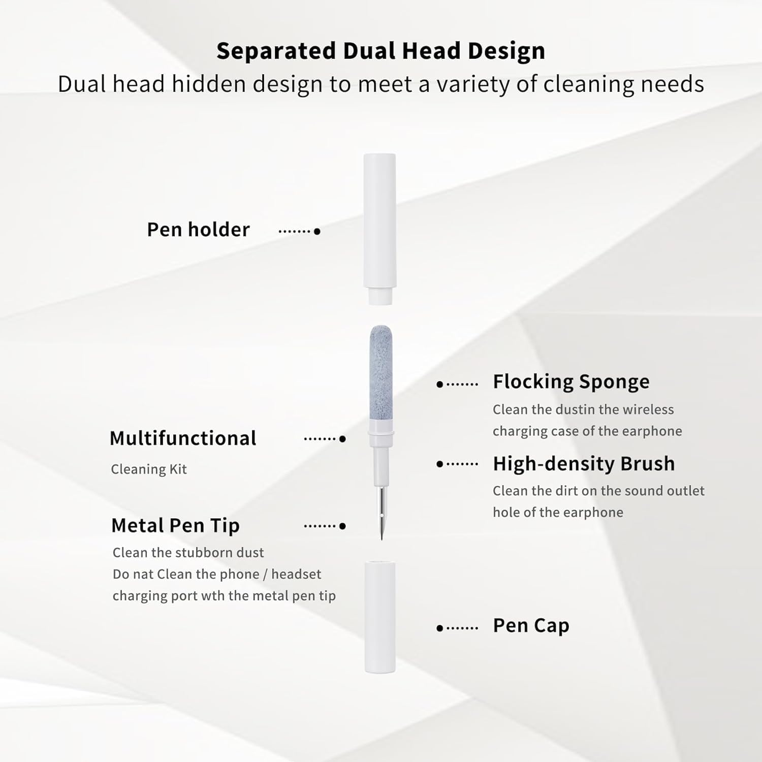 CleanTip: 3-in-1 Earbuds & AirPods Cleaning Pen - Precision Cleaning Tool with Soft Brush, Tip & Sponge