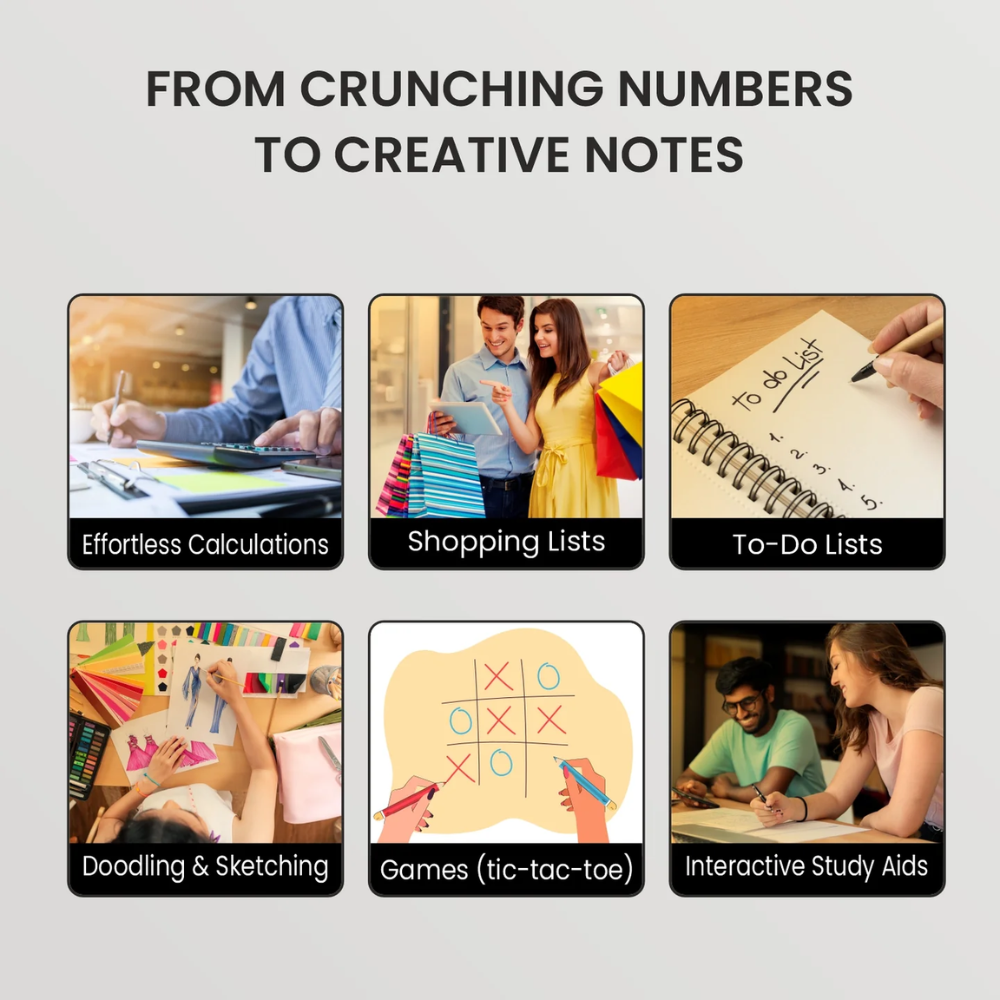 DigiFold: 2-in-1 Foldable Calculator & LCD Writing Pad – 12-Digit Pocket Calculator with 6.5-Inch Screen & Stylus for Office, School & On-the-Go Use