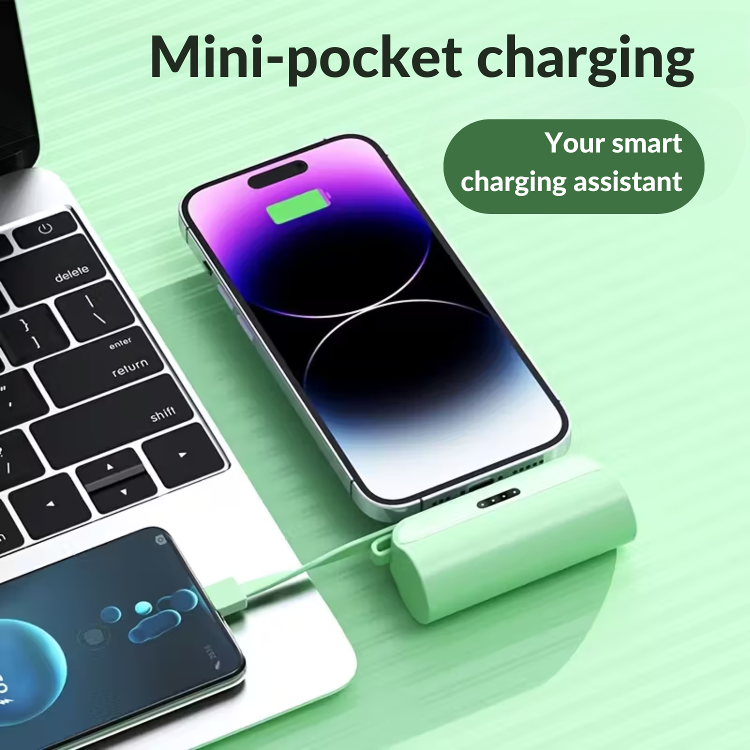 Pocky: Mini 5000 mAh Pocket Power Bank with Built-In Cable for Android, iPhone & Devices