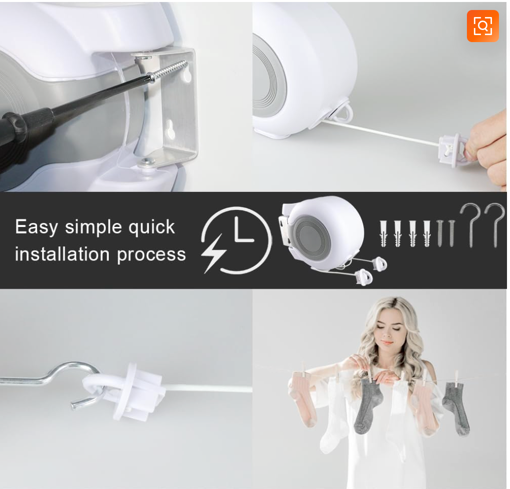 Retracto: Retractable Wall-Mounted Clothesline for Indoor & Outdoor Drying, Heavy Duty Adjustable Double Laundry Line for Wet & Dry Clothes