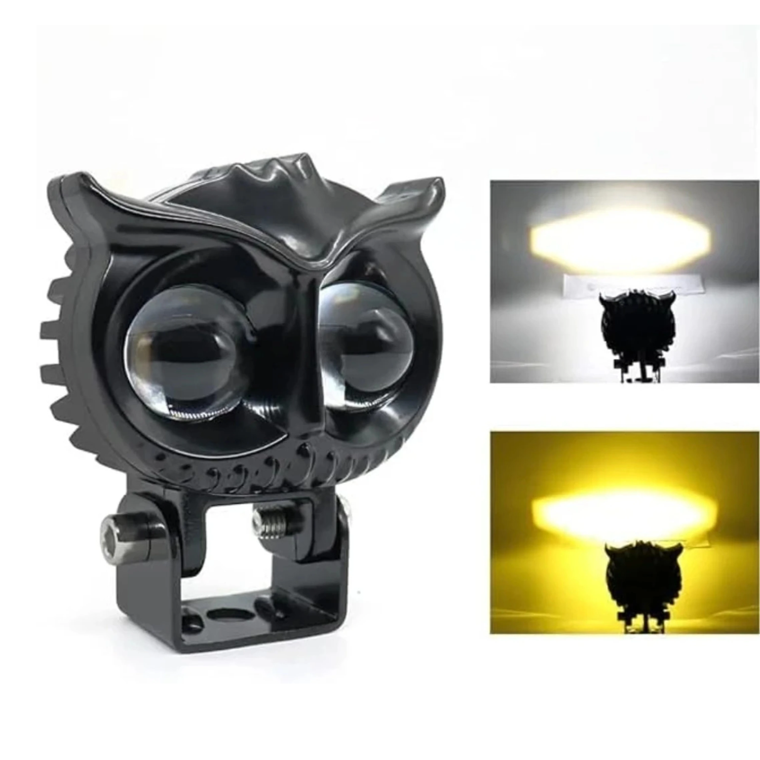 Led OWL Shape Fog Yellow-White light Low & High Beam Fog Lamp Motorbike LED (9 V, 40 W) (Universal For Bike, Pack of 1)