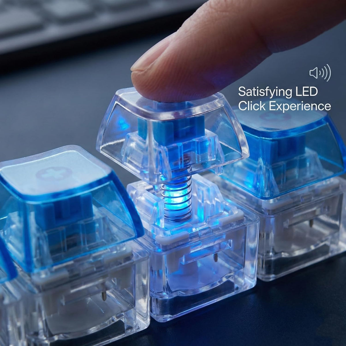 Tappy: Mini Keyboard Fidget Toy with Clicky Keys, Mechanical Key Clicker Keychain with LED Light for Stress Relief, Focus & Desk Use