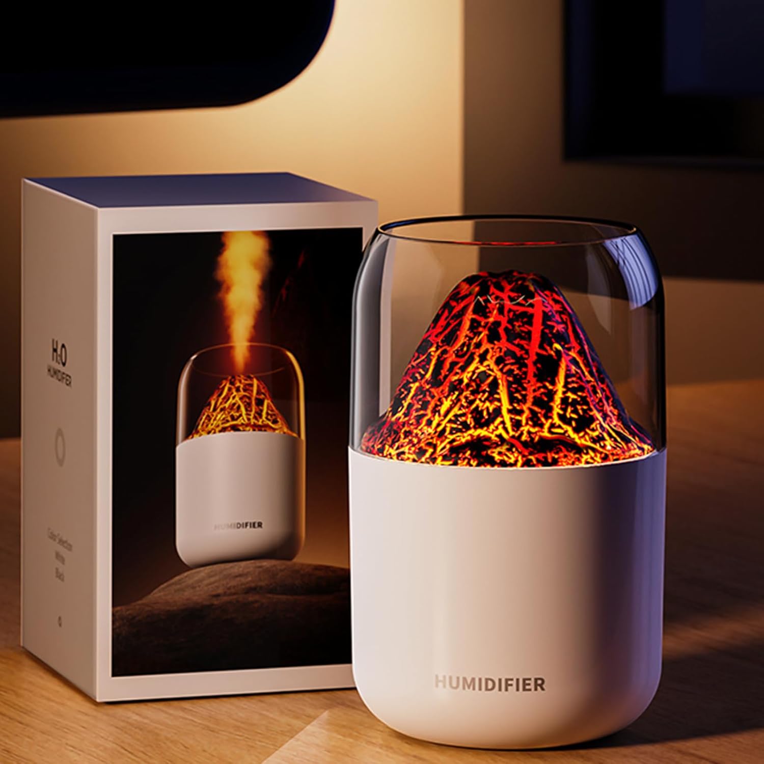 Mistyc: 300ml Mini Volcano Humidifier with USB Power, Dual Mist Modes & Auto Shut-Off for Home, Office & Travel