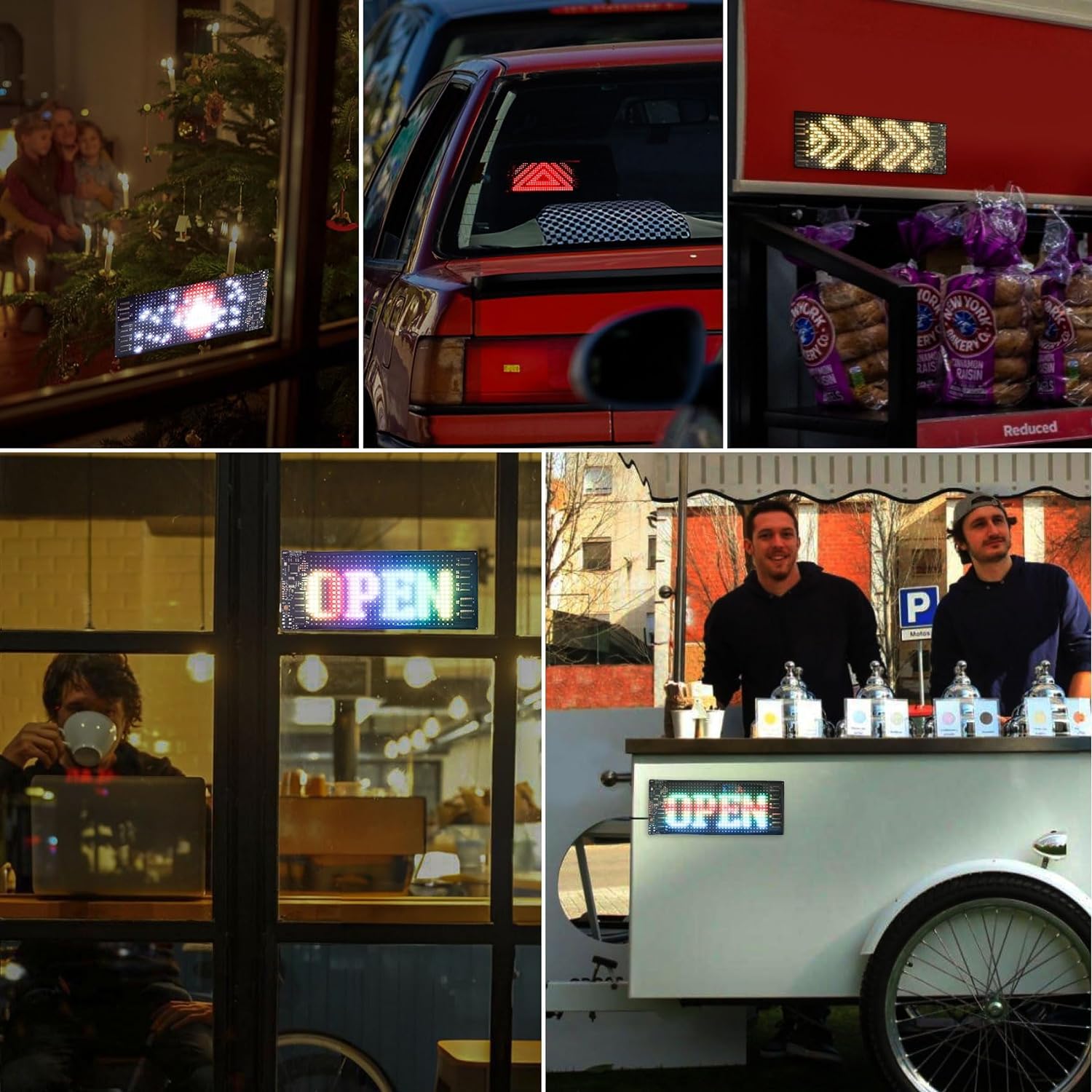 Pixy: RGB LED Matrix Display Panel with App & Remote Control, Flexible Pixel Sign Board for Cars, Rooms, Offices & Custom Scrolling Messages (7" × 3")