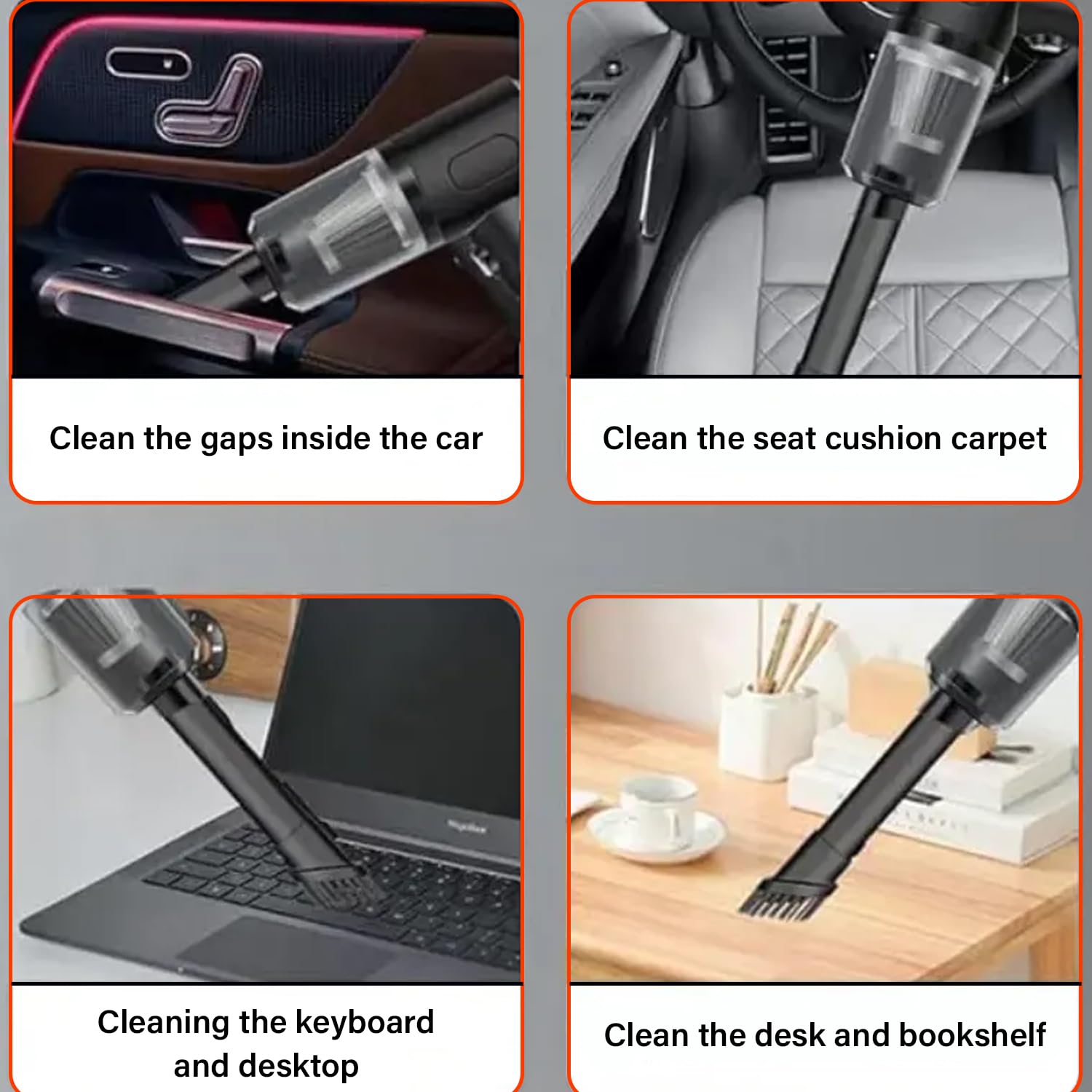 MiniVac: Type-C Rechargeable 2-in-1 Portable Vacuum Cleaner & Blower with Powerful Suction & 3 Nozzles for Car, Home & Office