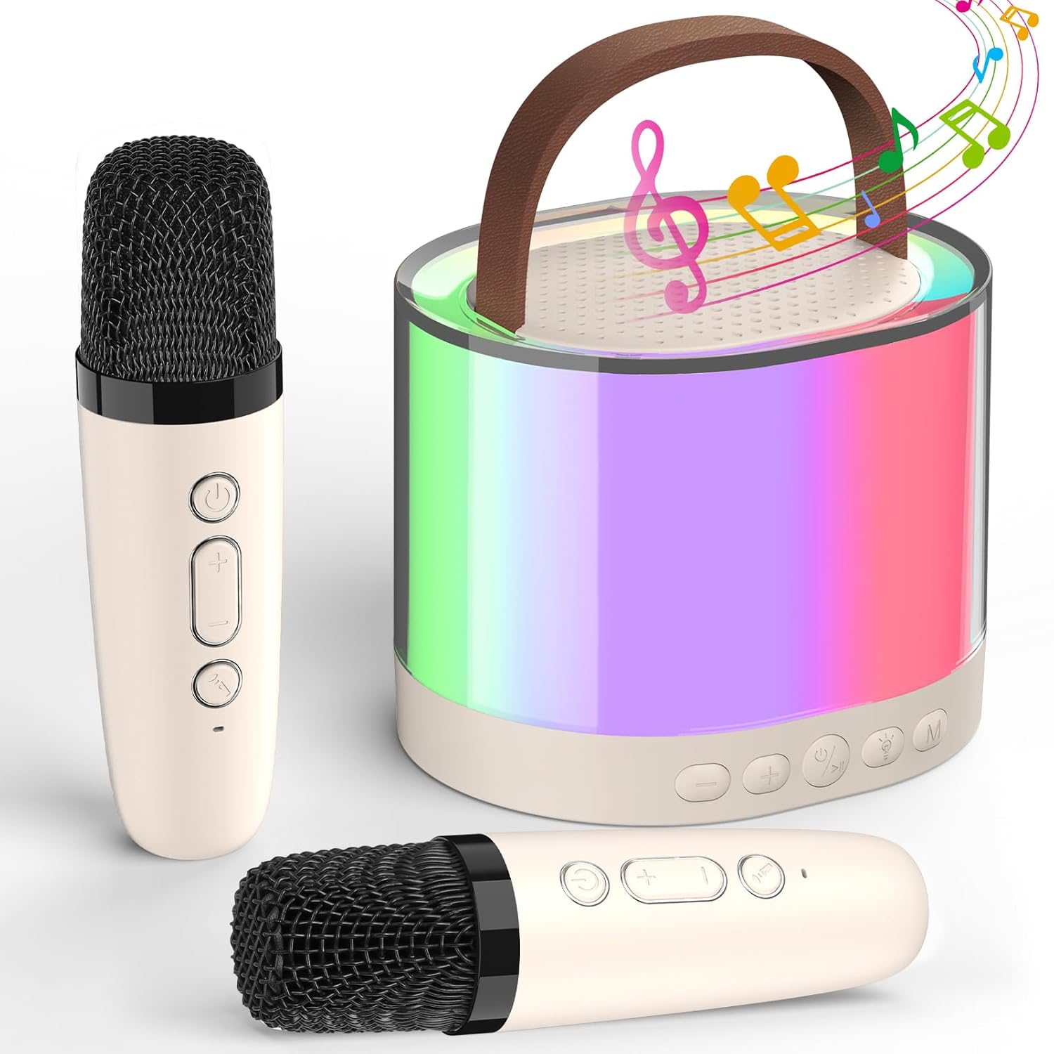 PartyStar: Upgraded Karaoke Bluetooth Speaker with Aura Light Display & Dual Wireless Mics for Music, Parties & Gifting