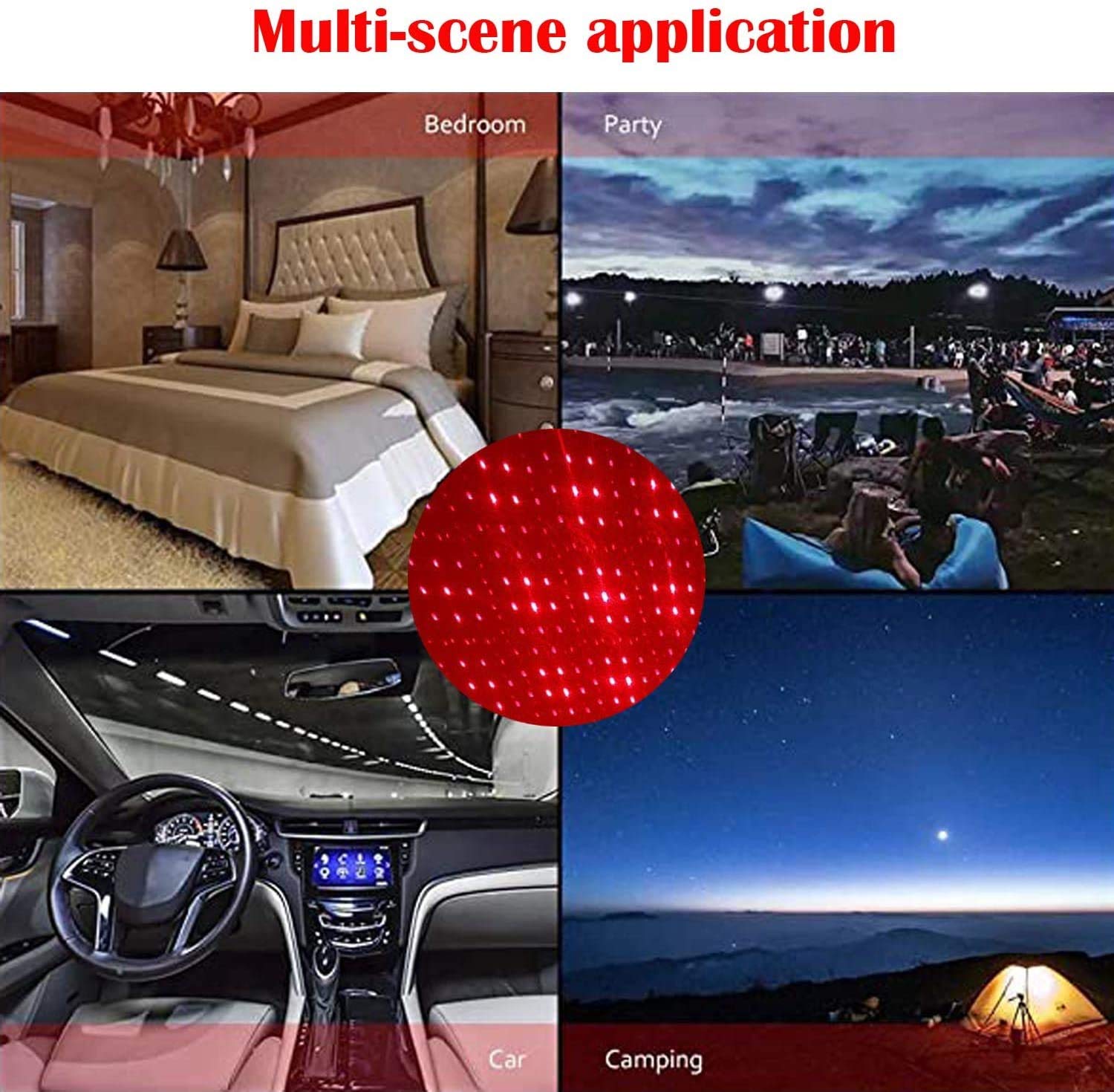 StarLite: USB-Powered Star Projector & Night Lamp with Adjustable Ambient Lighting for Car, Bedroom & Party Décor