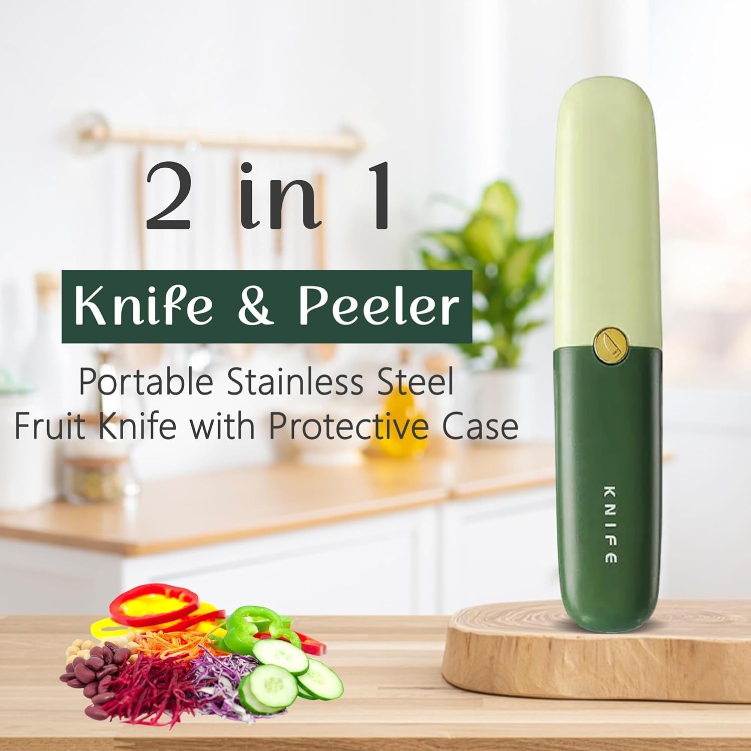 Peelzy: Foldable 2-in-1 Peeler & Knife for Fruits, Vegetables & Travel Use – Portable Stainless Steel Folding Cutter with Safety Cover