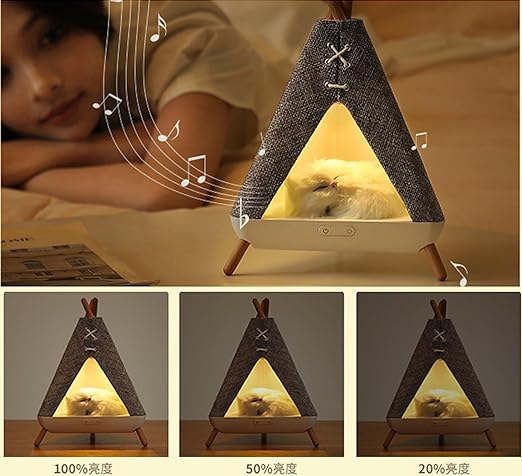 Purrrr: Cute Cat Tent House Lamp & Bluetooth Speaker for Cozy Ambient Lighting & Home Décor