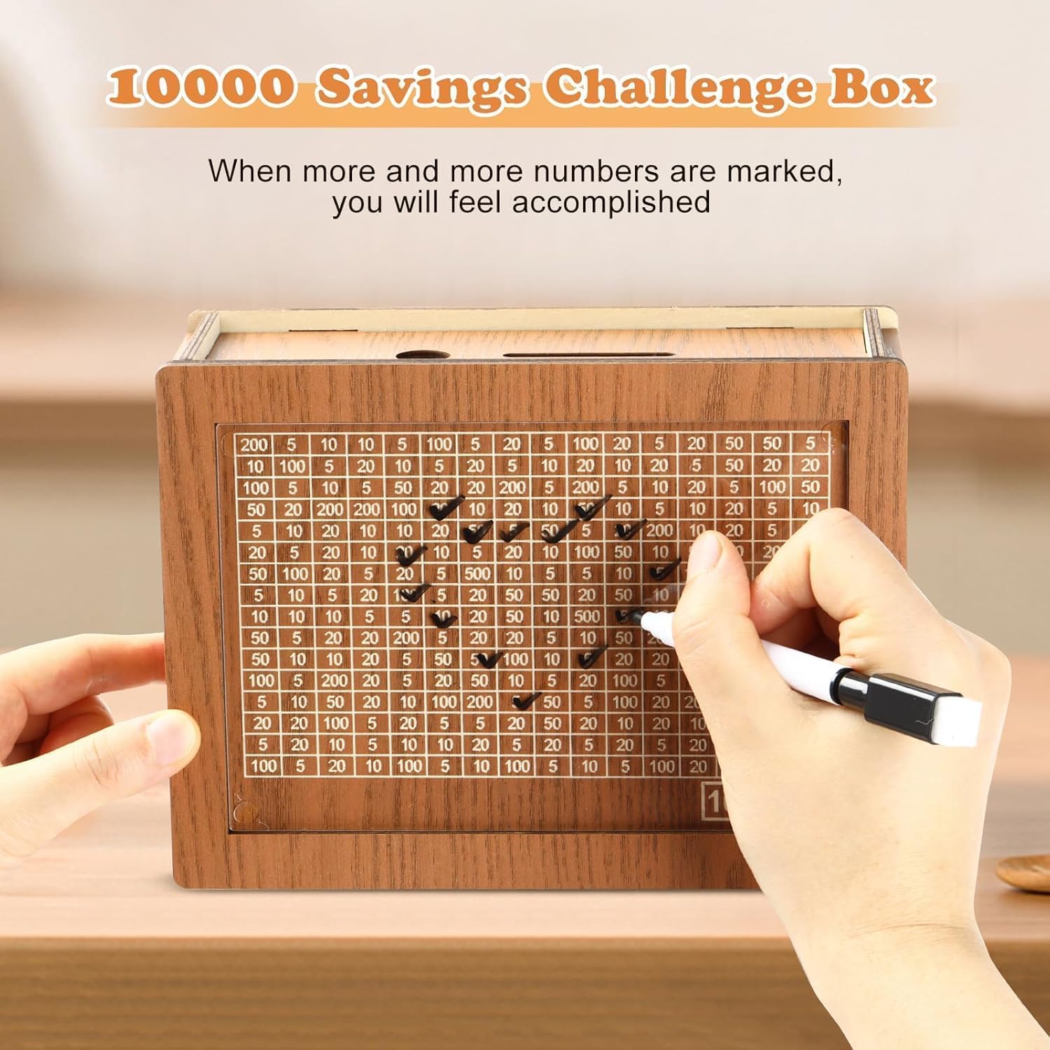 DreamBank: Wooden Savings Bank with Visual Tracker – Daily Motivation Piggy Bank for Goal Saving, Habit Building & Gifting
