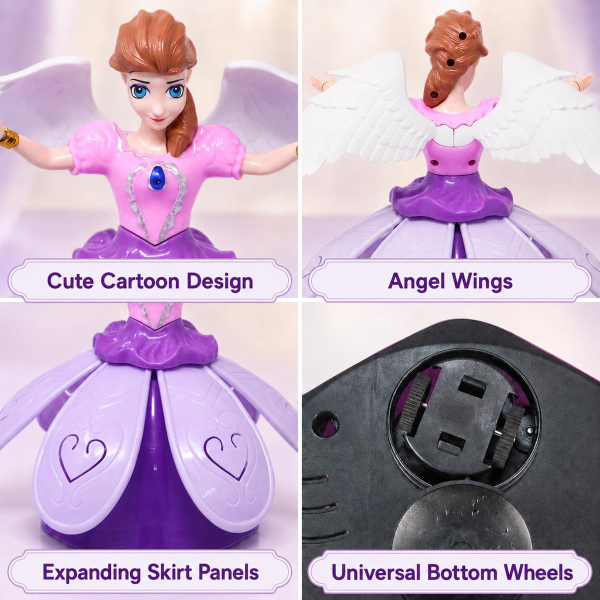 Angel: Musical Rotating Angel Girl Toy with Automatic Dancing Action, Colourful Flashing LED Lights & Music, Moving Doll Toy for Kids