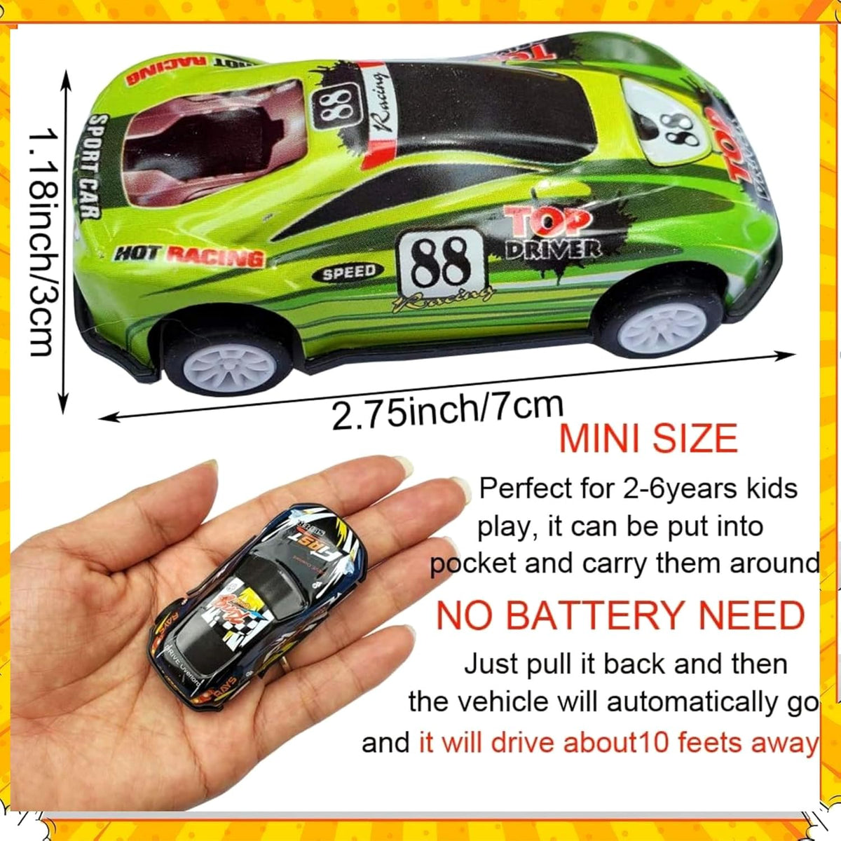 Speedy: Mini Pull-Back Racing Car Keychain, Working Pull-Back Action & Keyring, Miniature Toy Car Collectible & Gift (Set of 2))