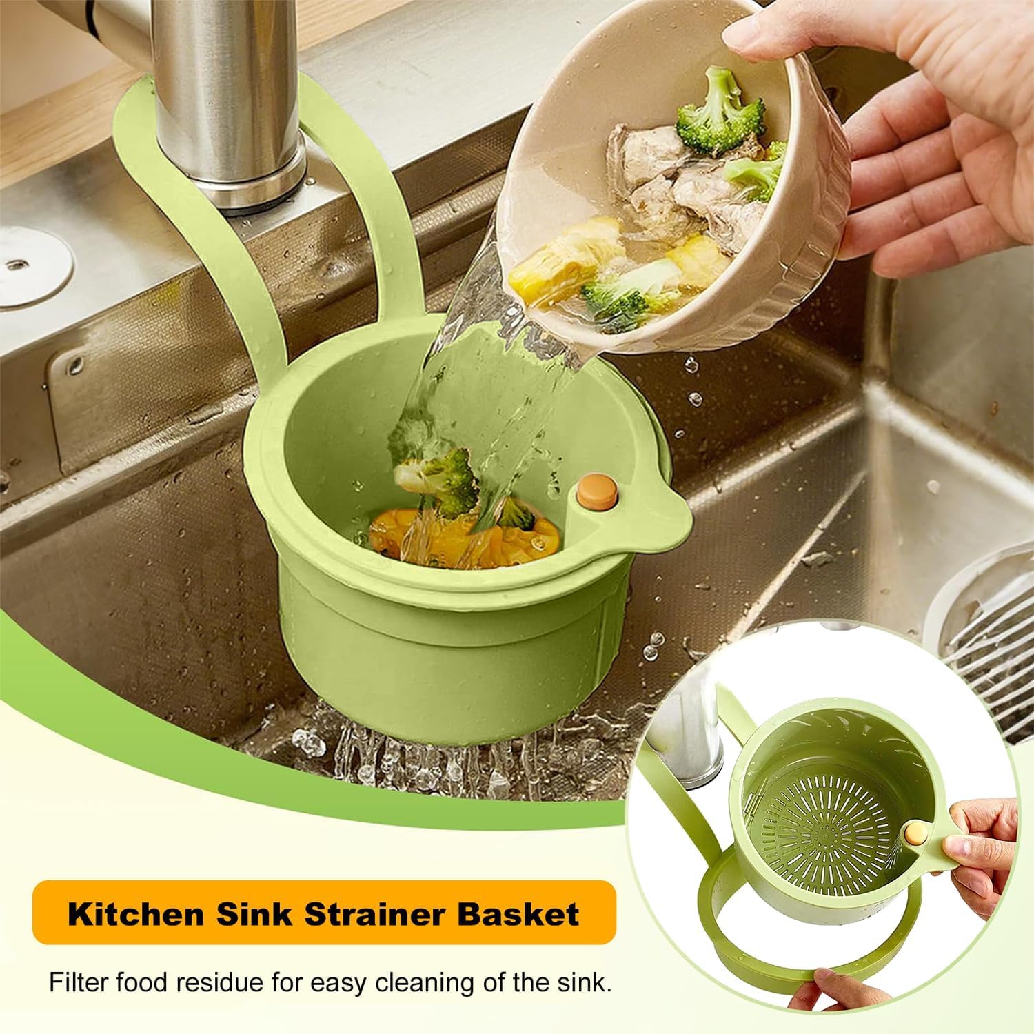 Sinko: Kitchen Sink Drain Basket & Food Waste Strainer with Detachable Hanging Design for Easy Cleaning