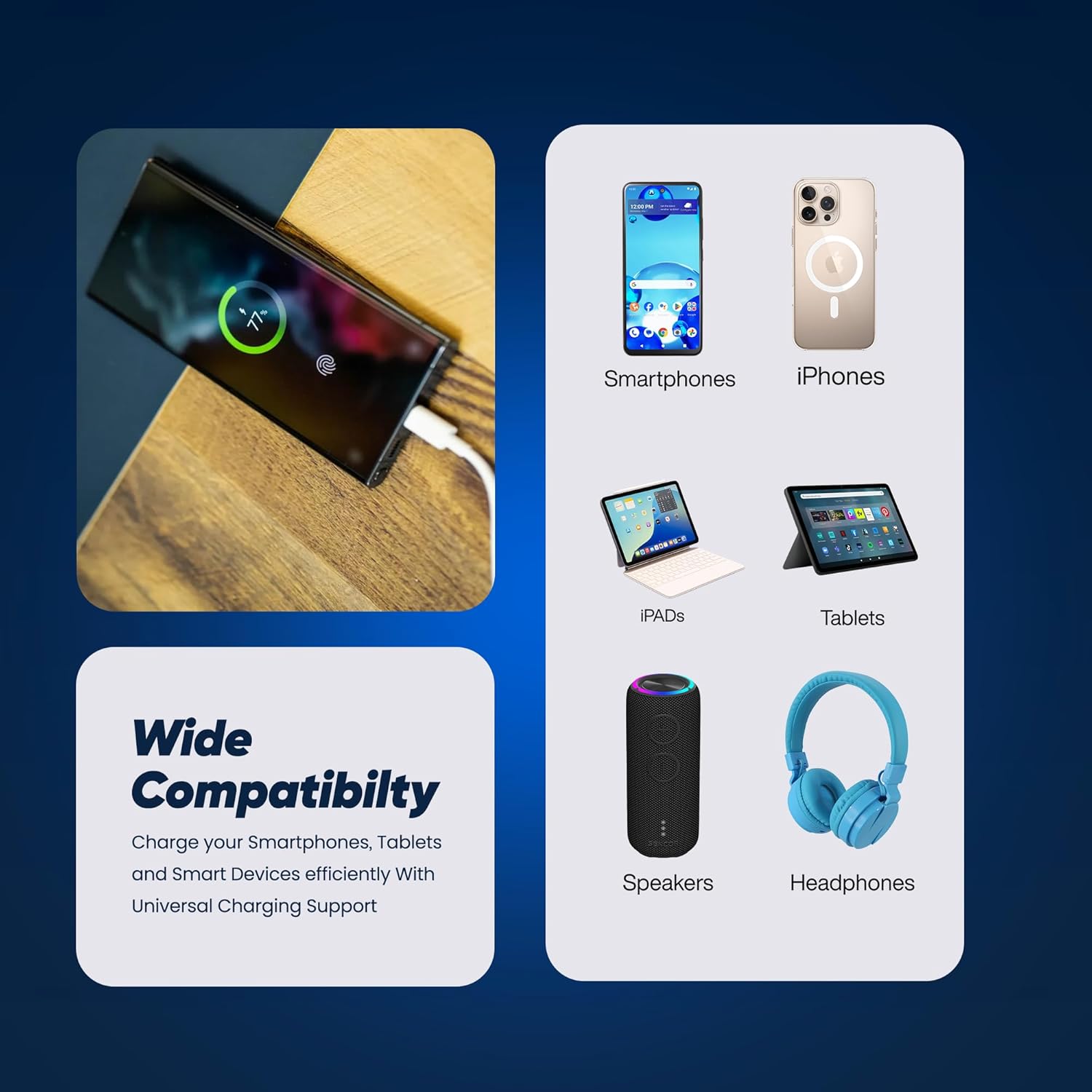 Nextech Single USB 22.5W QC 3.0 Fast Power Delivery Universal Wall Charger Support Samsung AFC, BC1.2, Apple 20W, QC3.0 and Other Mainstream Fast Charge protocols (Glossy White)