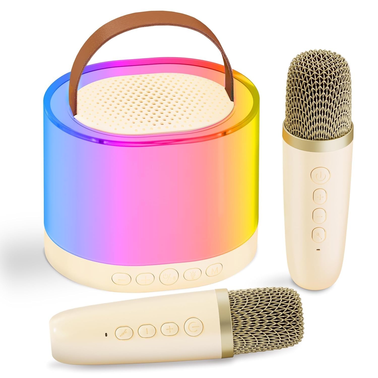 PartyStar: Upgraded Karaoke Bluetooth Speaker with Aura Light Display & Dual Wireless Mics for Music, Parties & Gifting