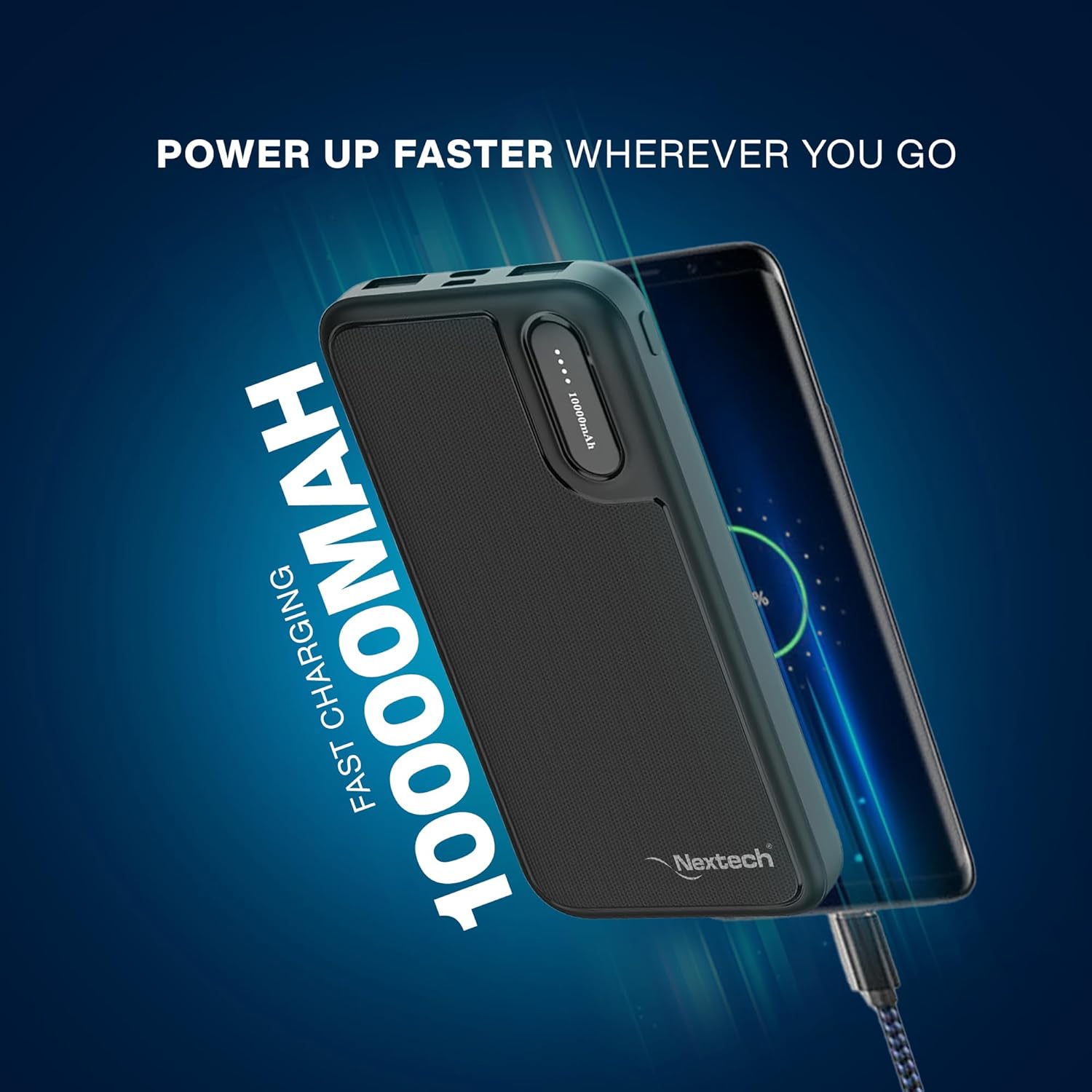 Nextech 10000mAh Power Bank with Dual Input (Type-C + Micro) & Dual Output