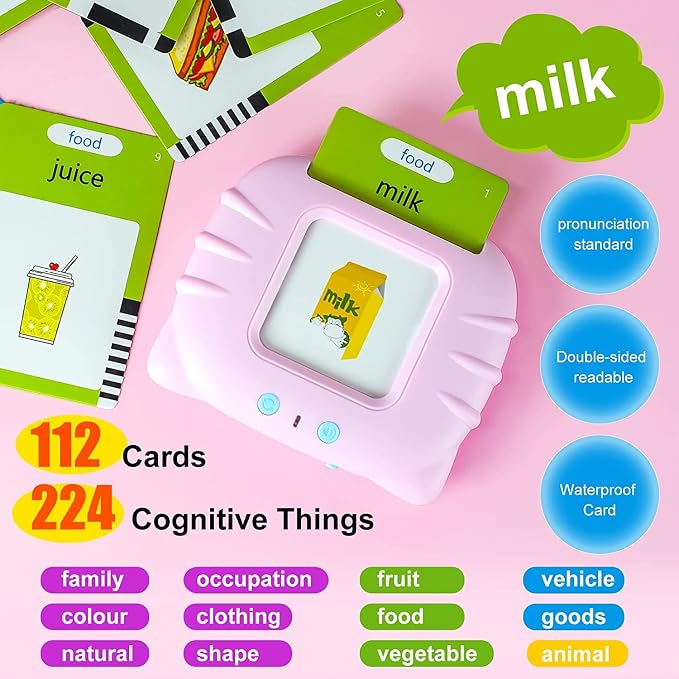 Wordie: Interactive Talking Flash Cards Learning Toy with 224 Sight Words, English Pronunciation, Animal Sounds & USB Rechargeable Card Reader for Kids