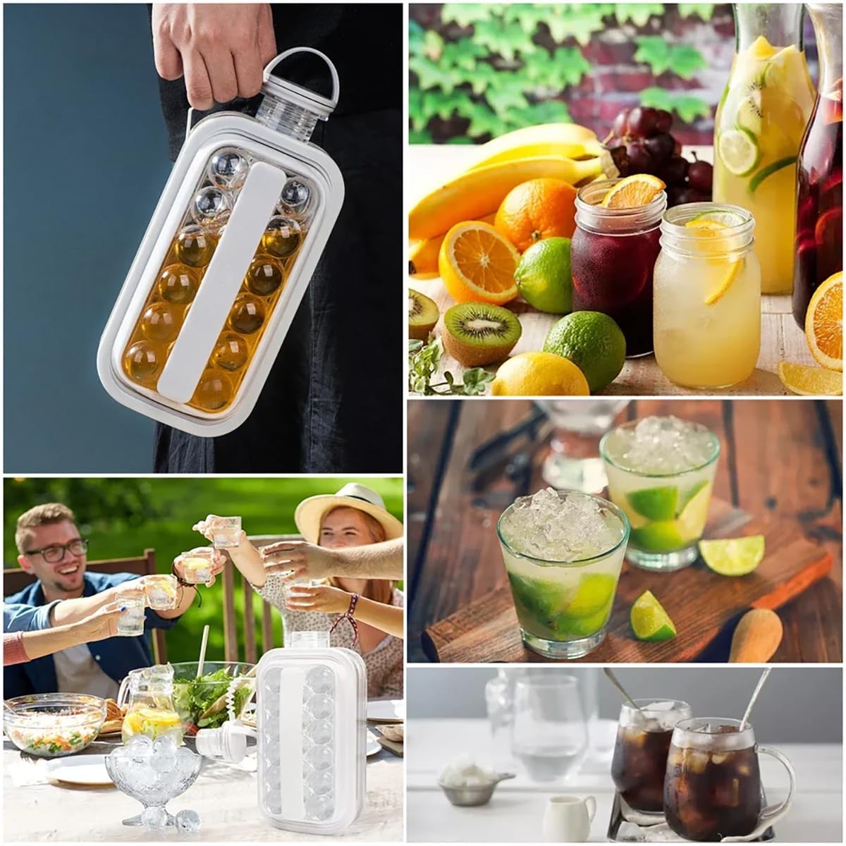 Frostee: 2-in-1 Ice Ball Maker Bottle with 17 Grids – Portable Freezer Kettle & Water Jug for Cocktails, Juice, Coffee, Whiskey & Cold Beverages