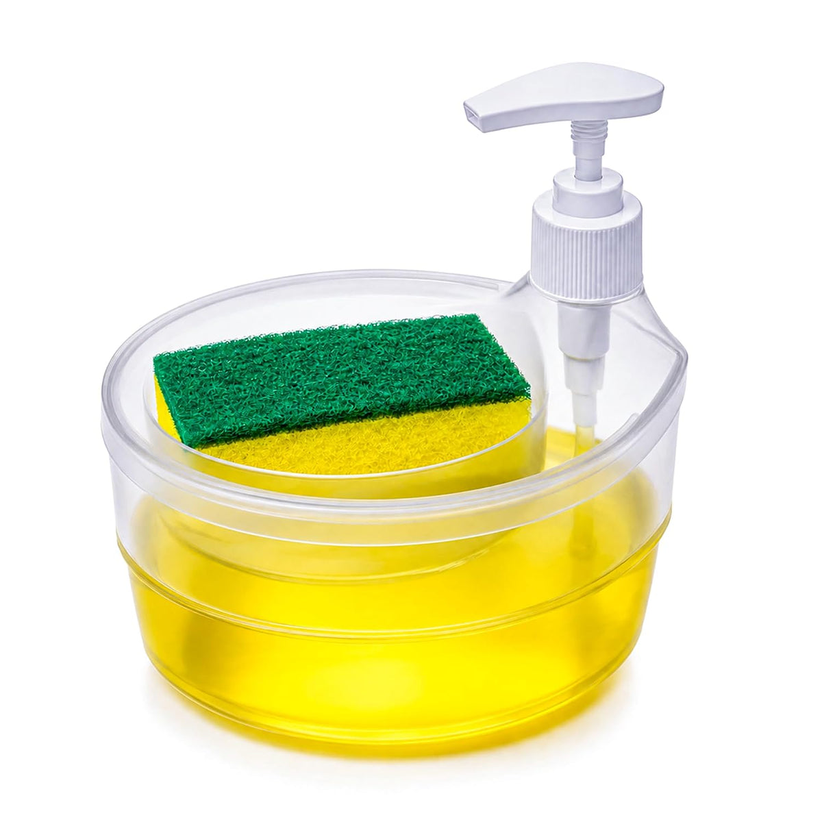 Sopra: Double-Layer Liquid Soap Dispenser with Refillable Pump & Built-In Sponge Holder for Kitchen Sink, Bathroom & Countertop Organisation