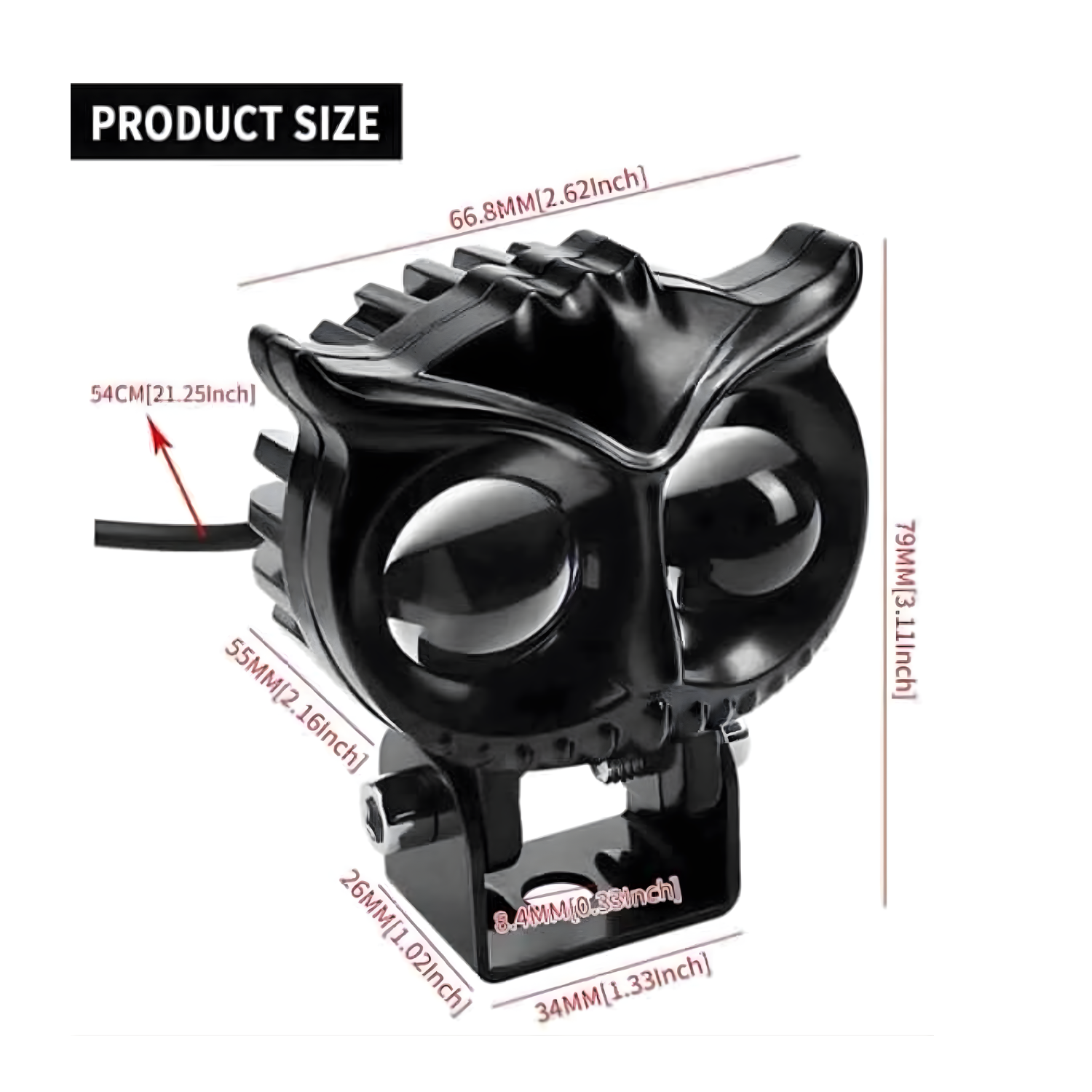 Led OWL Shape Fog Yellow-White light Low & High Beam Fog Lamp Motorbike LED (9 V, 40 W) (Universal For Bike, Pack of 1)