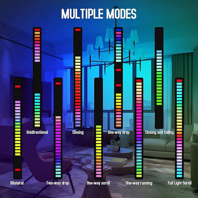 VibEQ: Sound Reactive RGB Light Bar, USB-C with In-built Mic & 32 Patterns, LED Strip for Car, Desk, Studio & Gaming Room