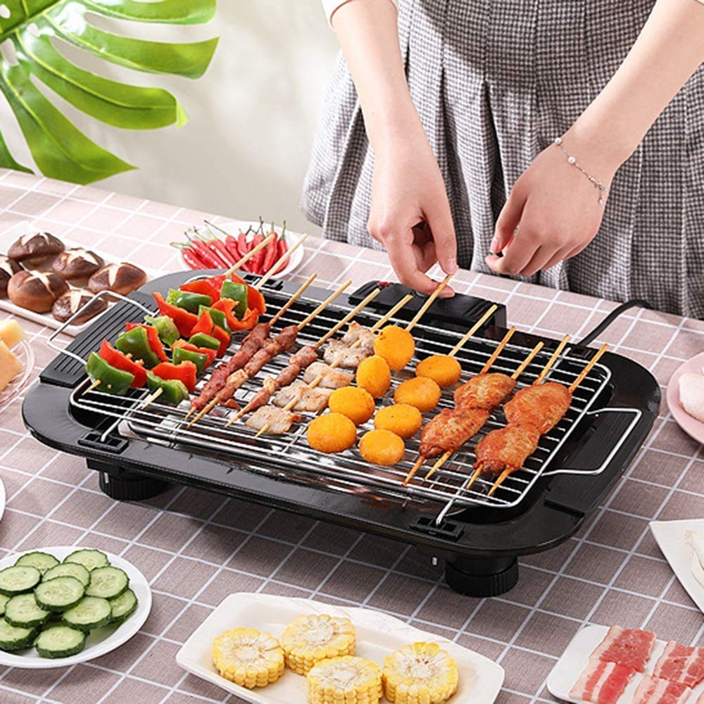 EzBBQ: 2000W Electric Barbecue Grill with Adjustable Temperature, Smokeless Design & Removable Drip Tray for Indoor & Outdoor Cooking