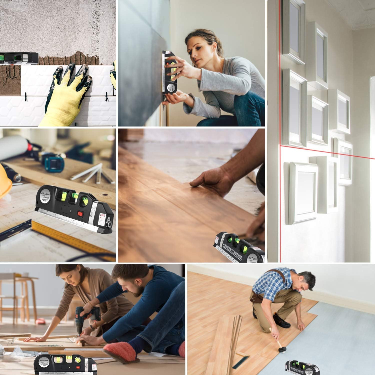 Metrix: 4-in-1 Multipurpose Laser Spirit Level with 8ft Measuring Tape, Built-in Bubble Level, Metric & Imperial Ruler for Picture Hanging & DIY Projects