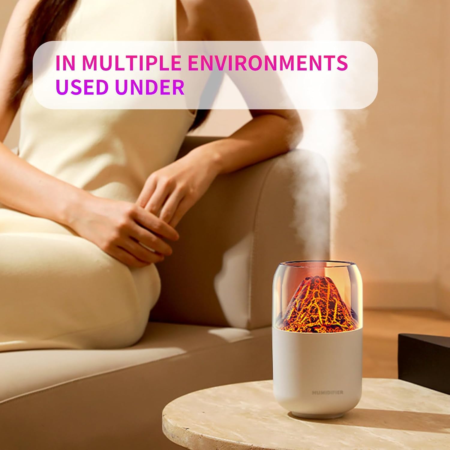 Mistyc: 300ml Mini Volcano Humidifier with USB Power, Dual Mist Modes & Auto Shut-Off for Home, Office & Travel