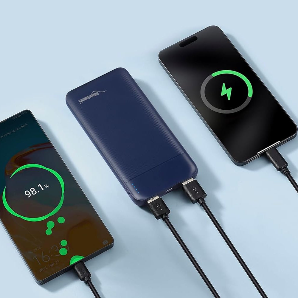 Nextech Slender PDQC 22.5W | 10000mAh | Made in India | Fast Charging | Ultra Slim Power Bank | Type-C PD & QC 3.0 USB Output | Compatible with Smartphones, iPhone, Android | BLUE
